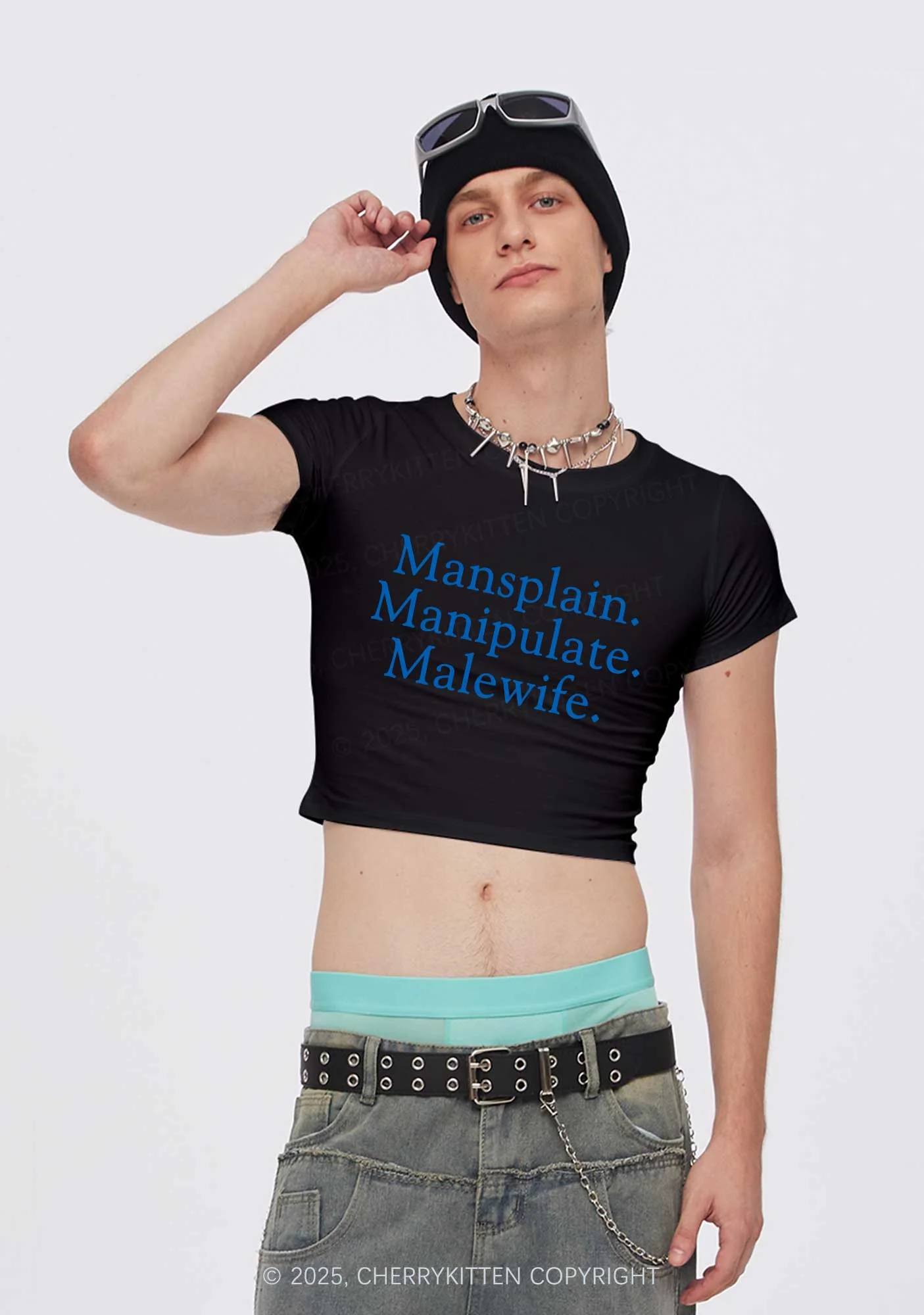 Girlboss Malewife Valentine's Day Y2K Valentine's Day Baby Tee Cherrykitten - Image 3