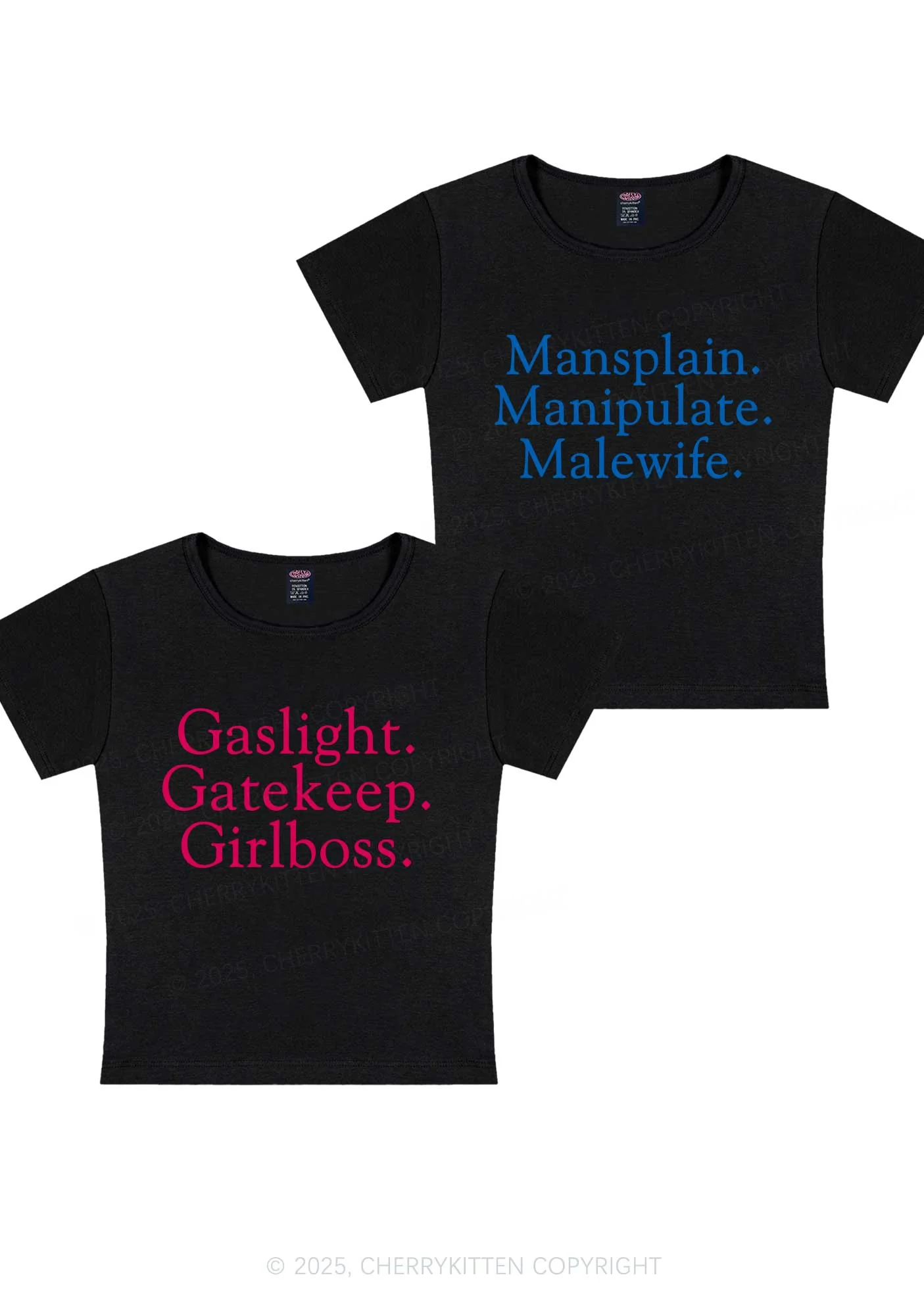 Girlboss Malewife Valentine's Day Y2K Valentine's Day Baby Tee Cherrykitten - Image 5