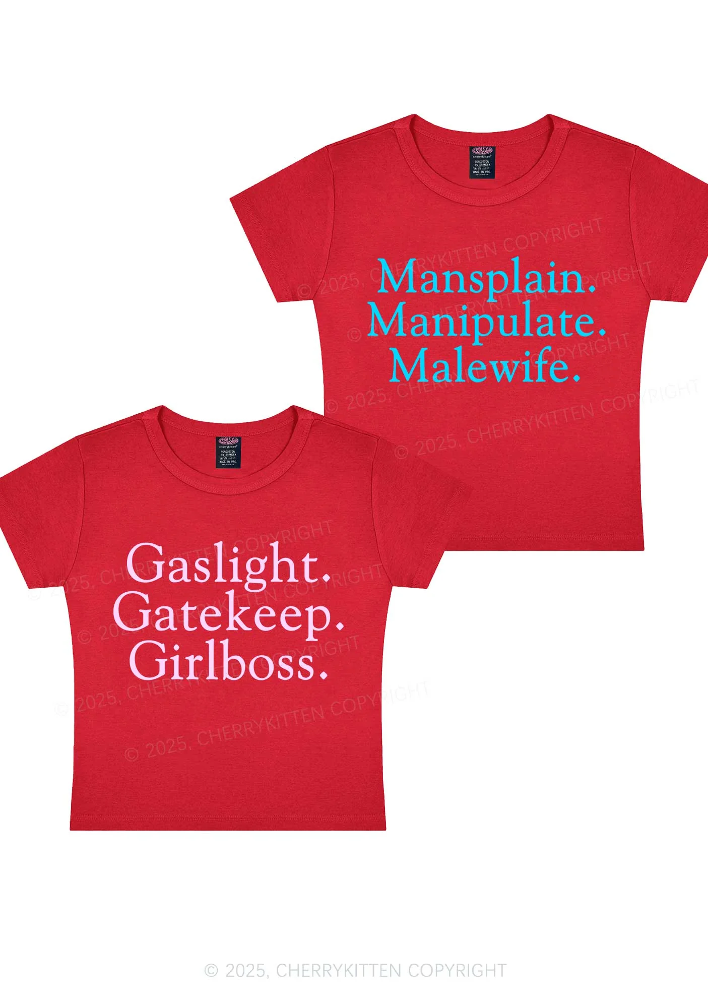 Girlboss Malewife Valentine's Day Y2K Valentine's Day Baby Tee Cherrykitten - Image 9