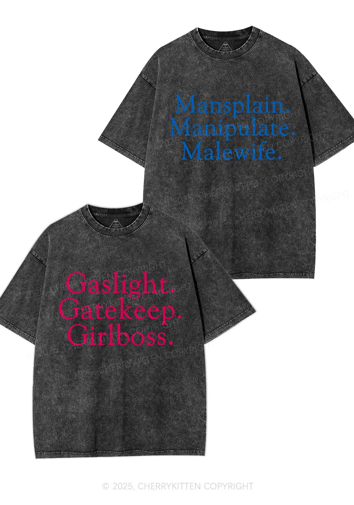 Girlboss Malewife Valentine's Day Y2K Valentine's Day Washed Tee Cherrykitten - Image 4