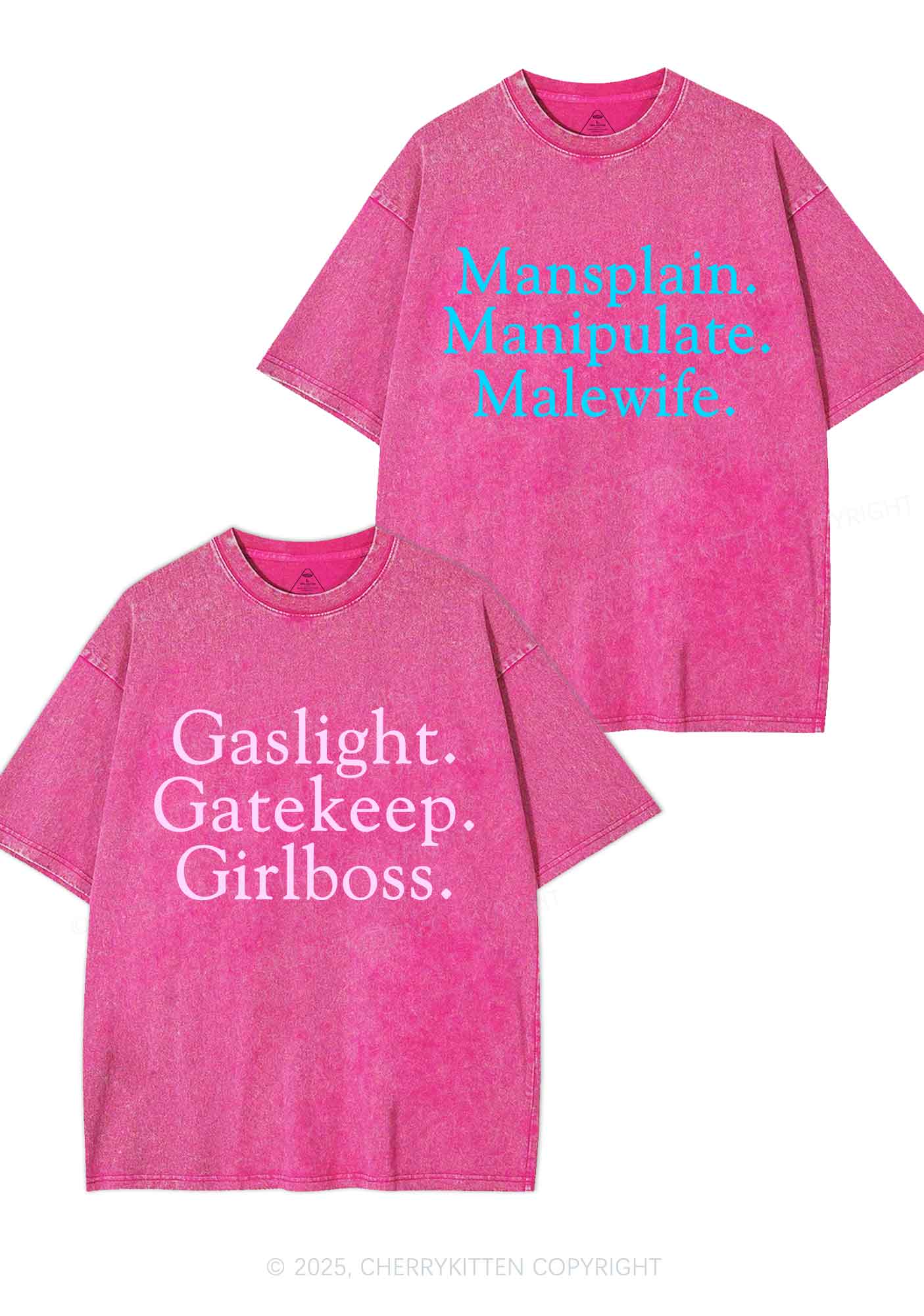 Girlboss Malewife Valentine's Day Y2K Valentine's Day Washed Tee Cherrykitten - Image 5