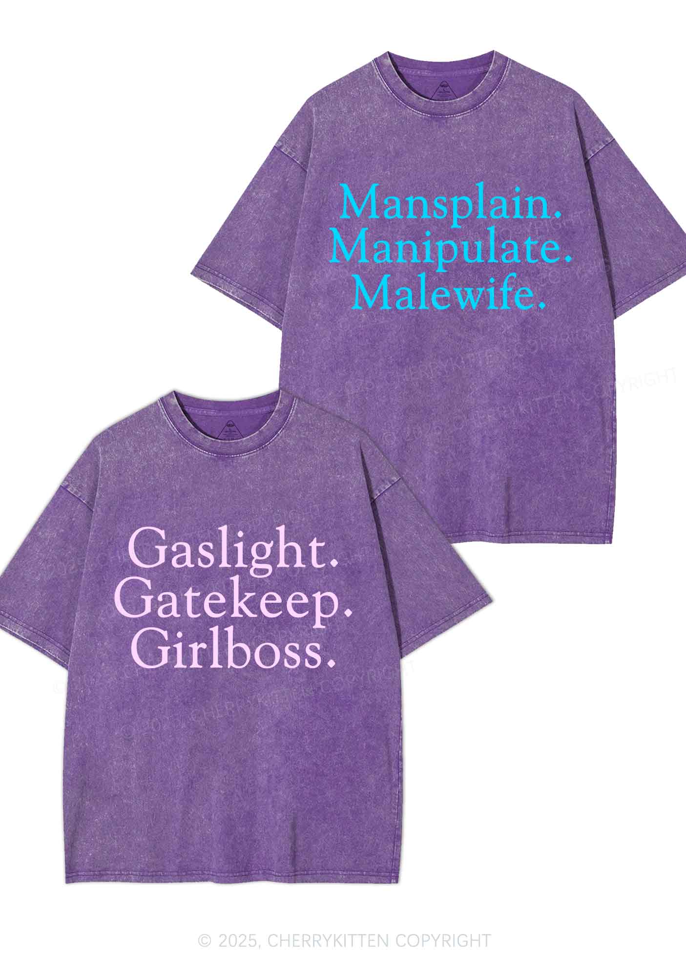 Girlboss Malewife Valentine's Day Y2K Valentine's Day Washed Tee Cherrykitten - Image 6