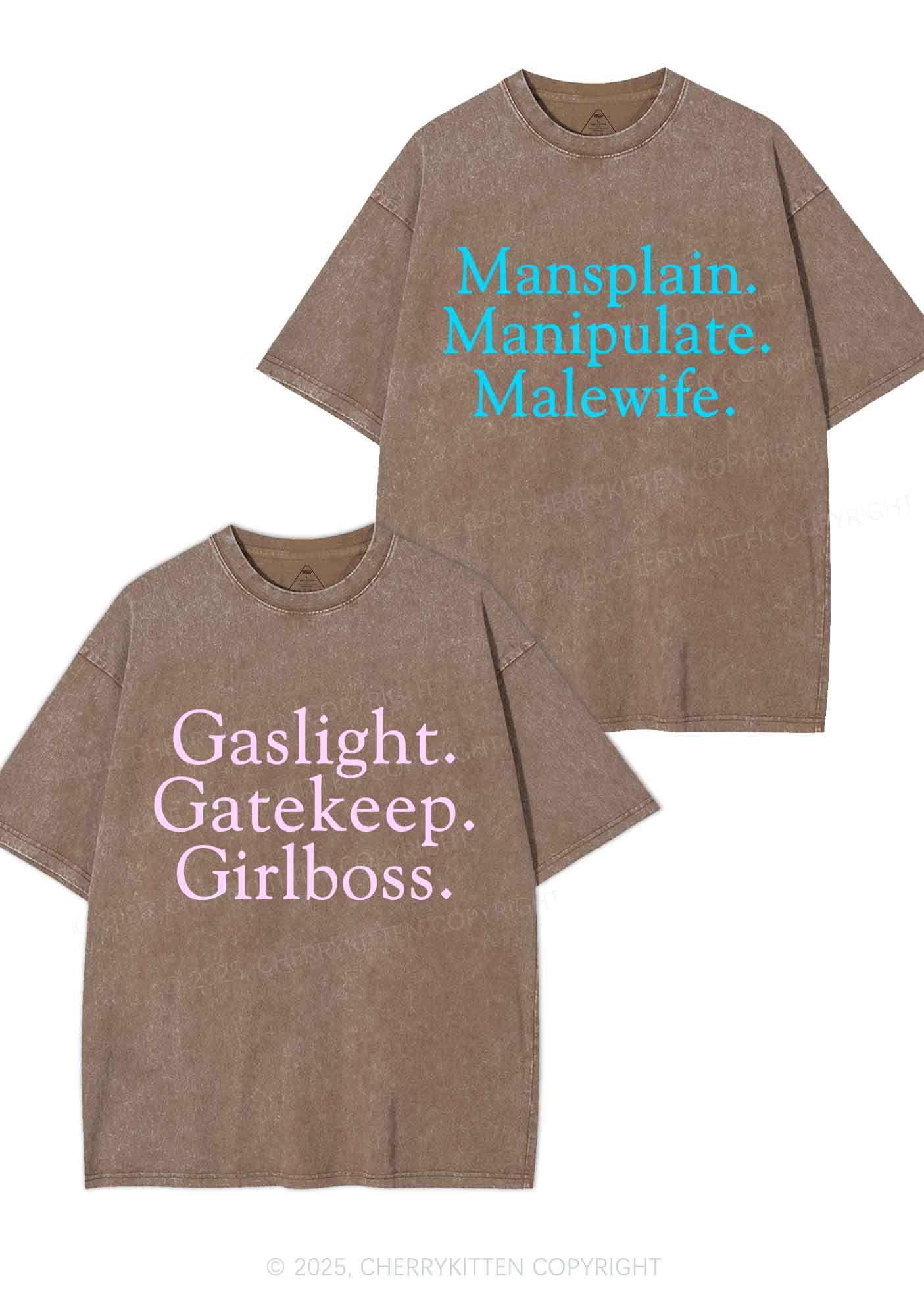 Girlboss Malewife Valentine's Day Y2K Valentine's Day Washed Tee Cherrykitten - Image 7