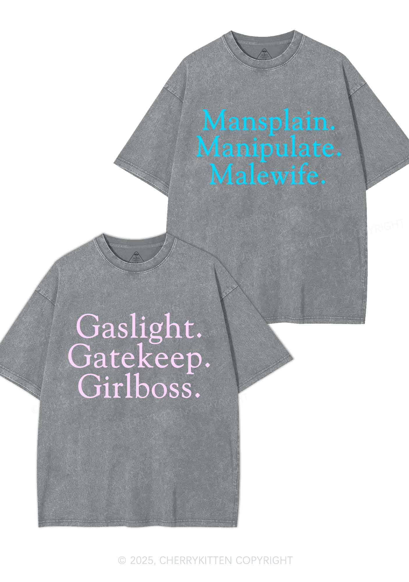 Girlboss Malewife Valentine's Day Y2K Valentine's Day Washed Tee Cherrykitten - Image 8