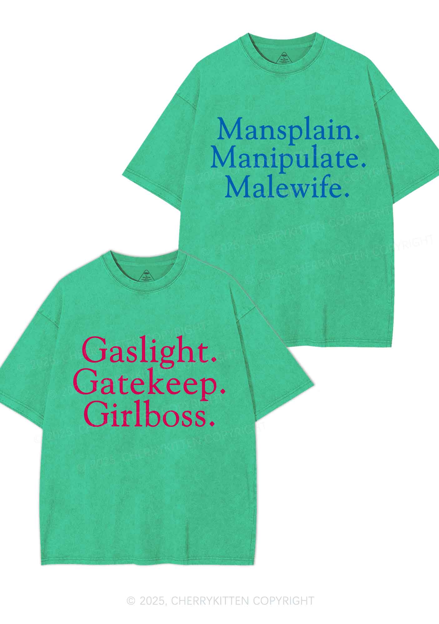 Girlboss Malewife Valentine's Day Y2K Valentine's Day Washed Tee Cherrykitten - Image 9