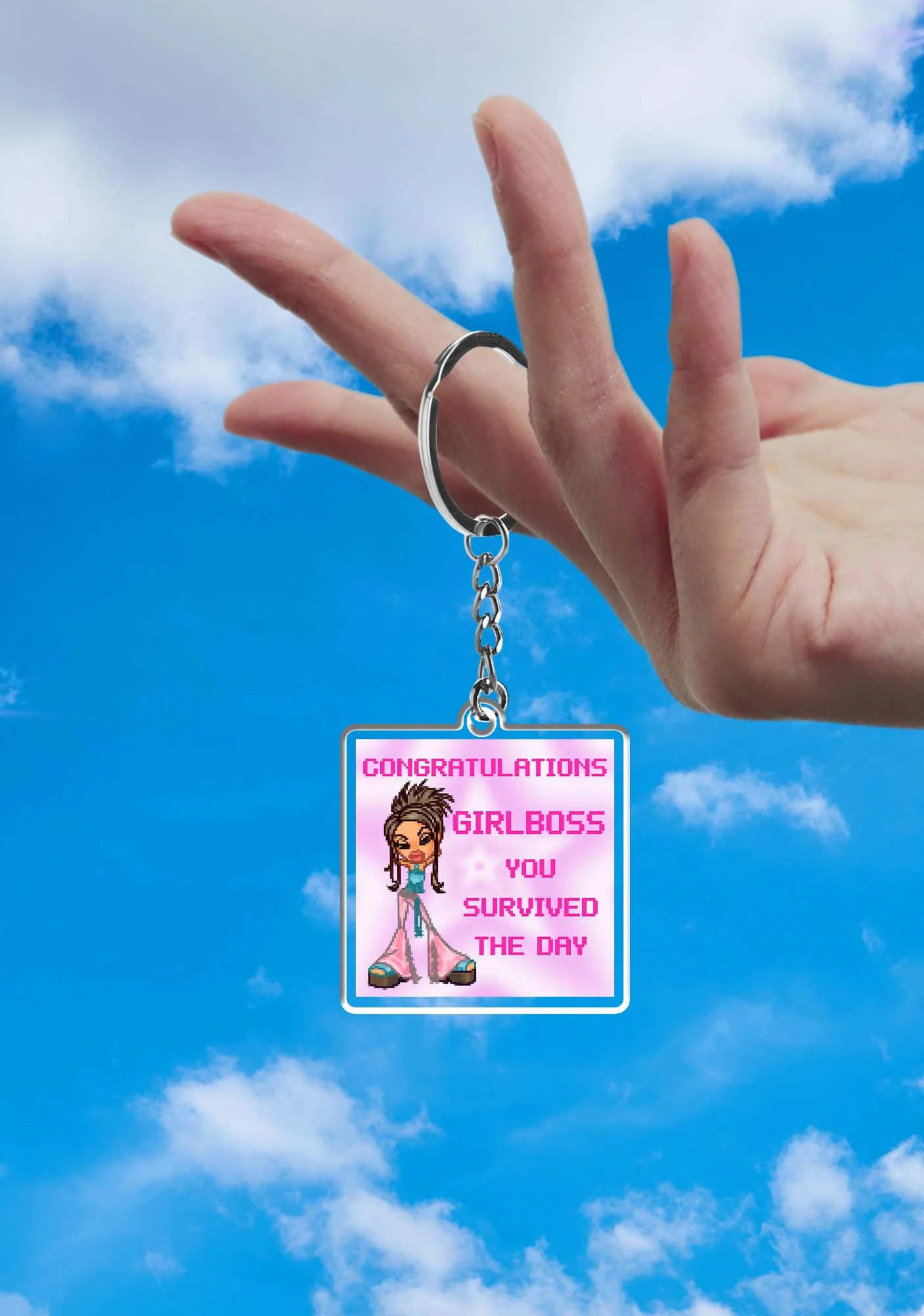 Girlboss Survived The Day 1Pc Y2K Keychain Cherrykitten - Image 2