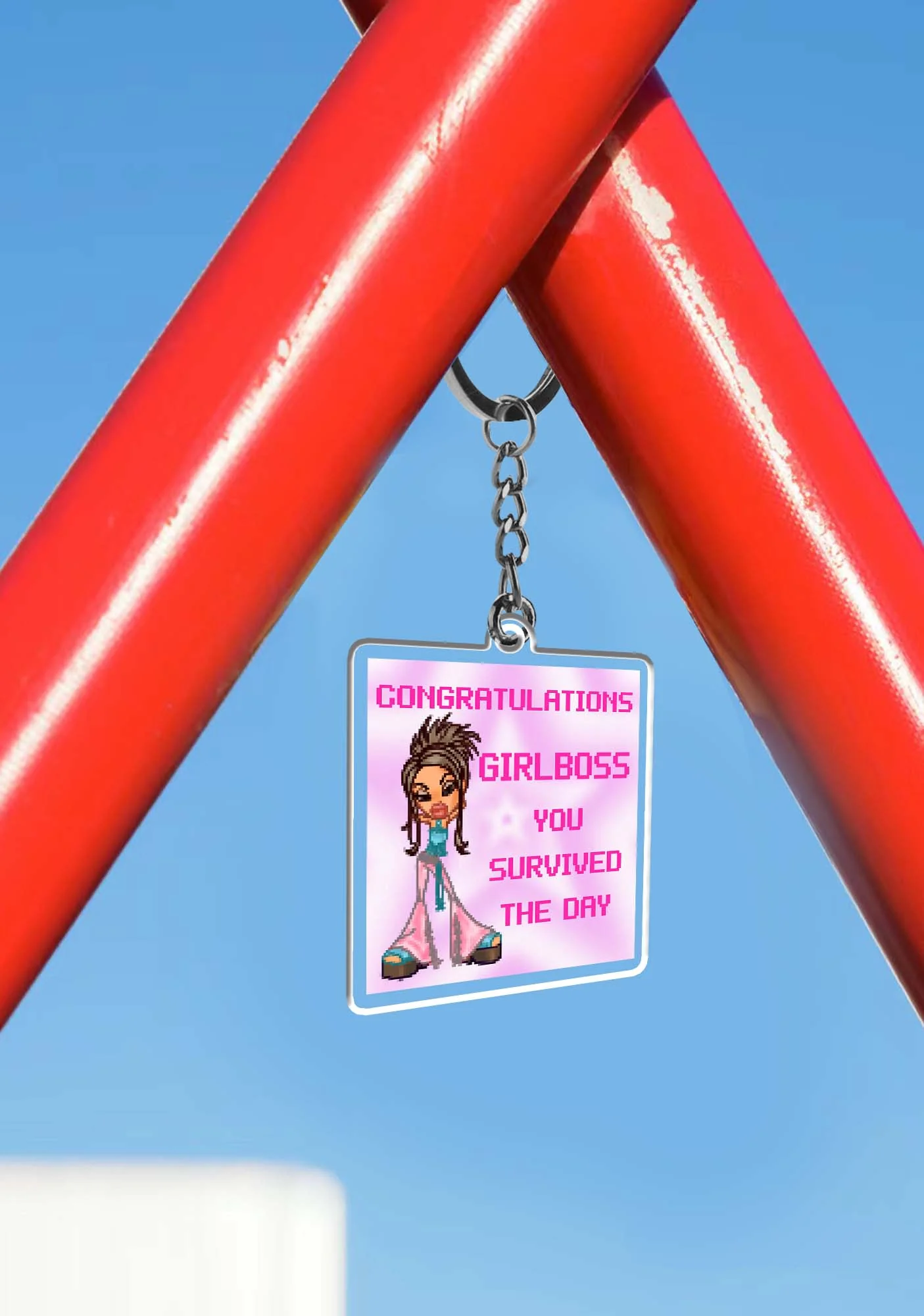 Girlboss Survived The Day 1Pc Y2K Keychain Cherrykitten - Image 3