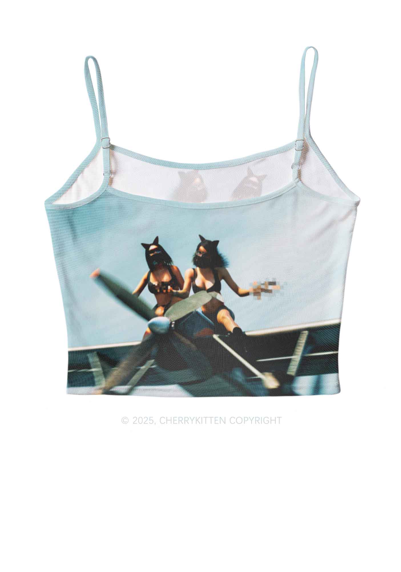 Girls Airplane Race Y2K Mesh Cami Tank Cherrykitten - Image 2