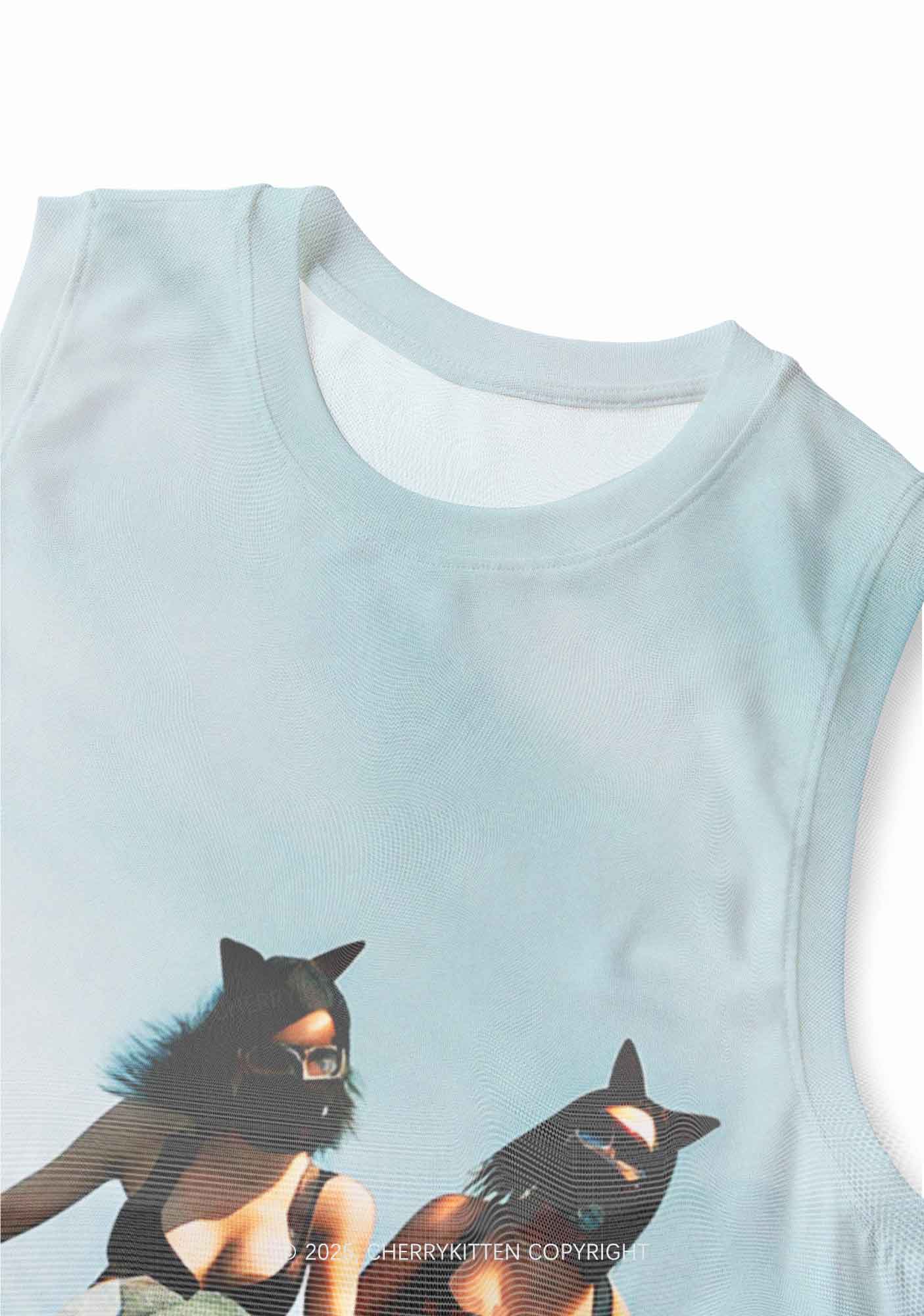 Girls Airplane Race Y2K Mesh Muscle Tank Cherrykitten - Image 2