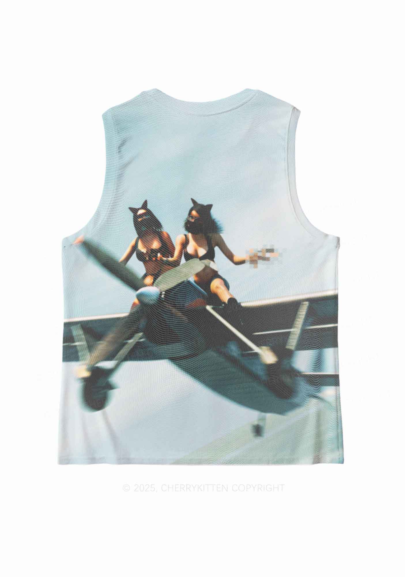 Girls Airplane Race Y2K Mesh Muscle Tank Cherrykitten - Image 3