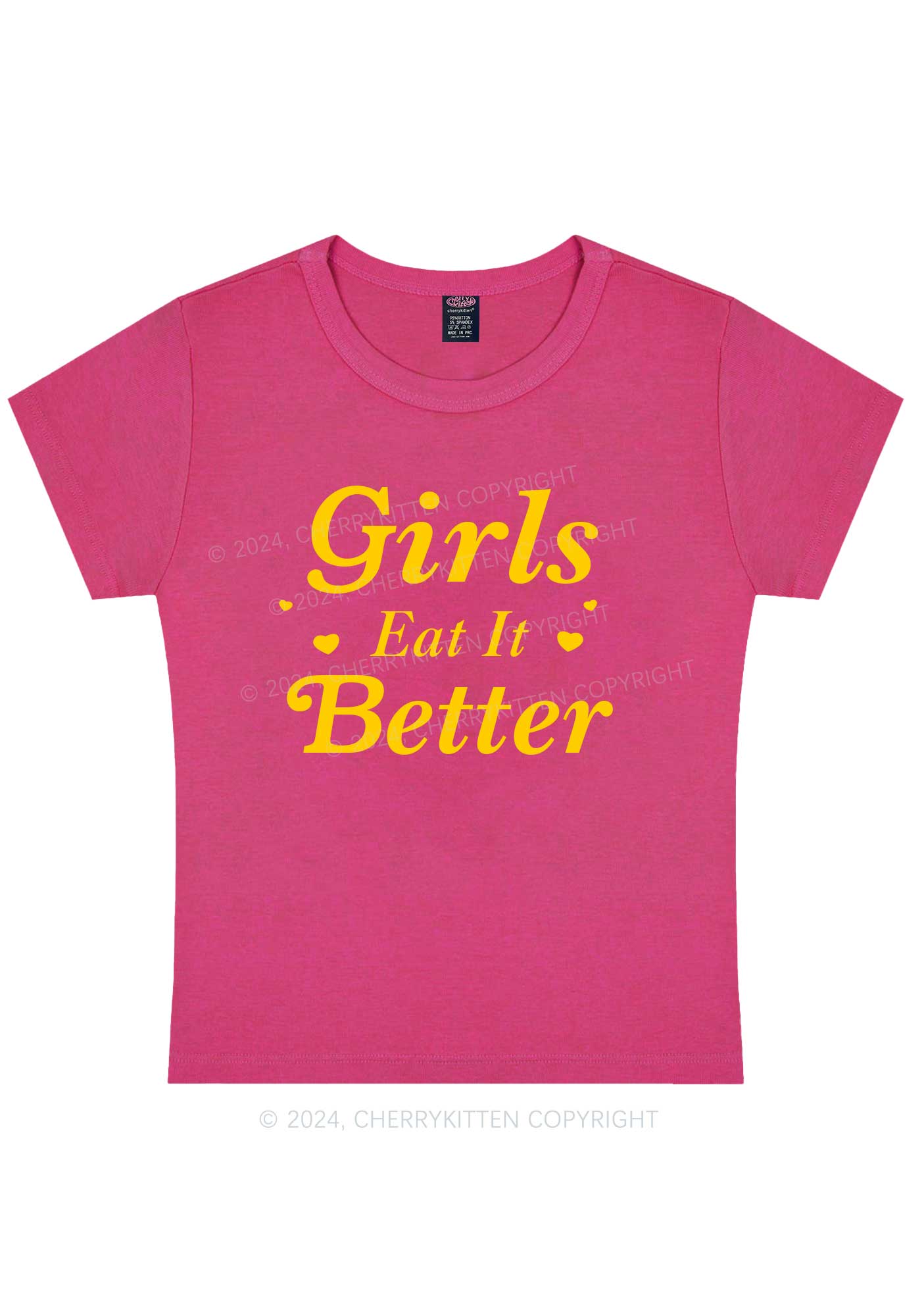Girls Eat Better Y2K Baby Tee Cherrykitten - Image 9