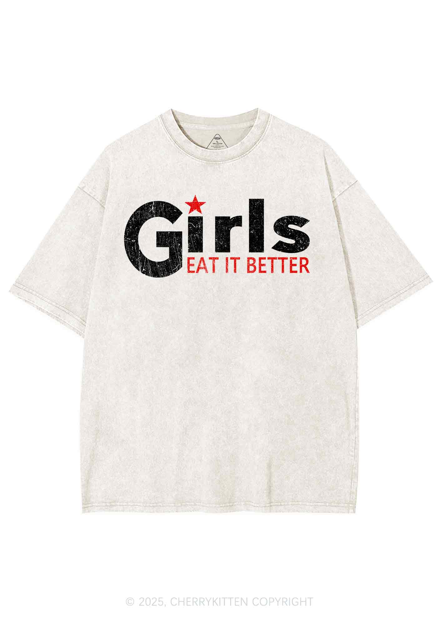 Girls Eat It Better  Pride Y2K Shirts Washed Tee Cherrykitten - Image 3