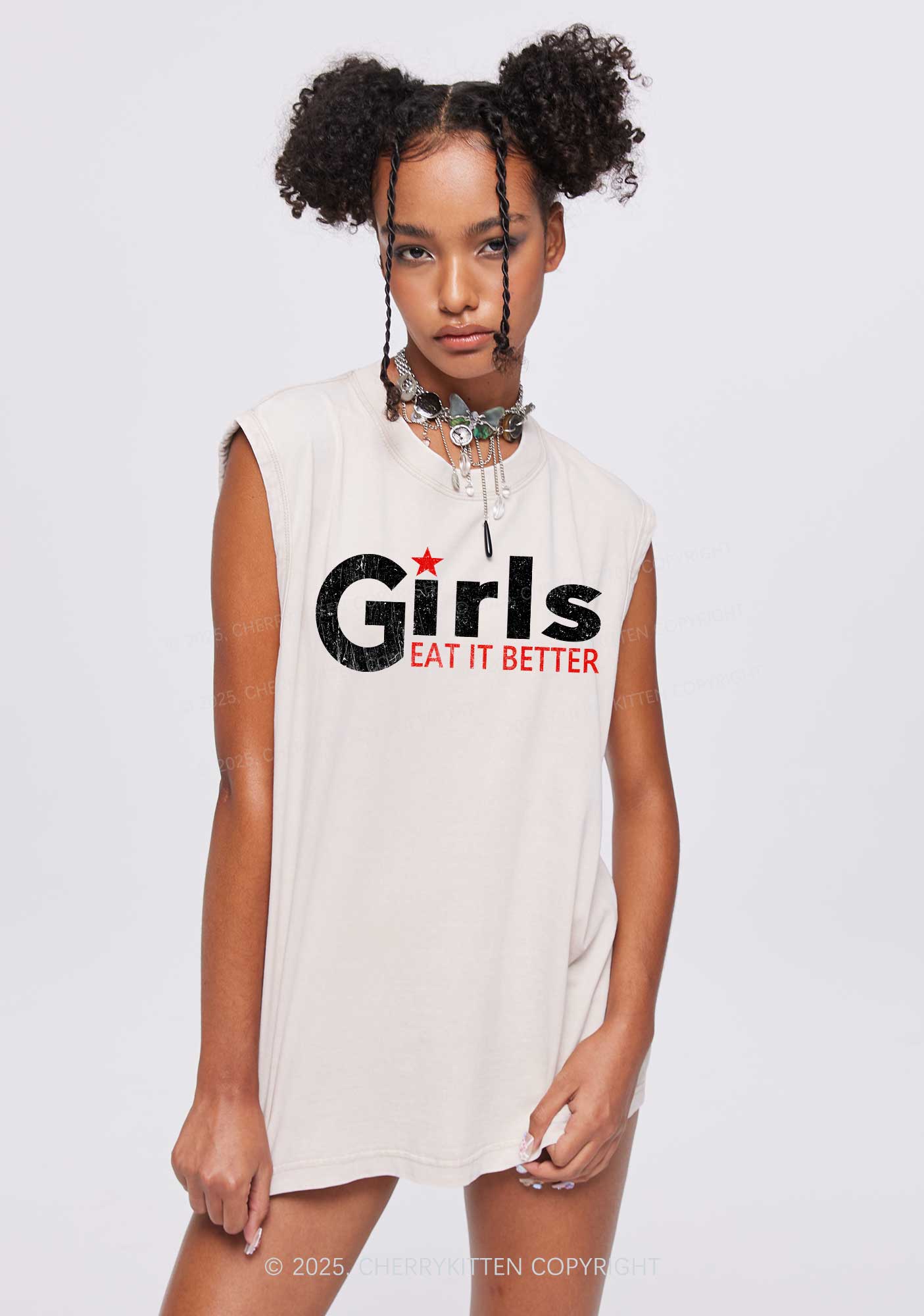 Girls Eat It Better Pride Y2K Washed Muscle Tank Cherrykitten - Image 2