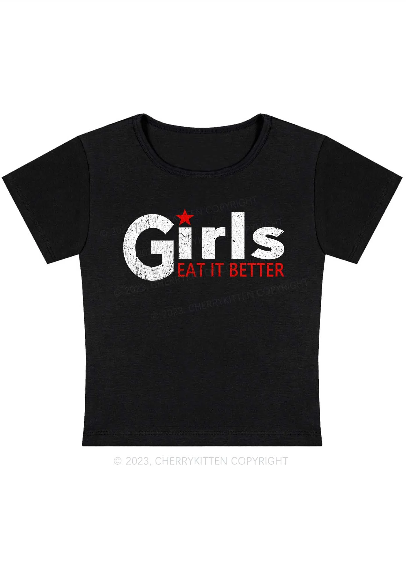 Girls Eat It Better Y2K Baby Tee Cherrykitten - Image 3