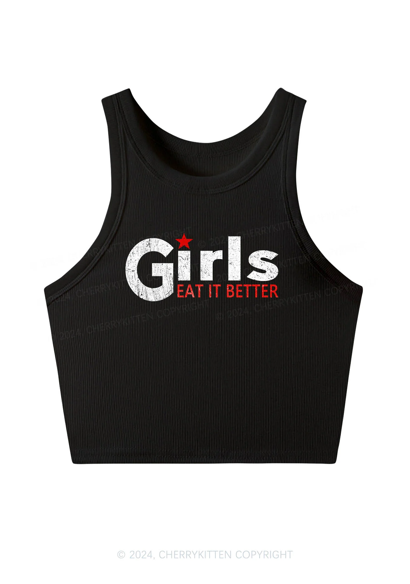 Girls Eat It Better Y2K Crop Tank Top Cherrykitten - Image 2