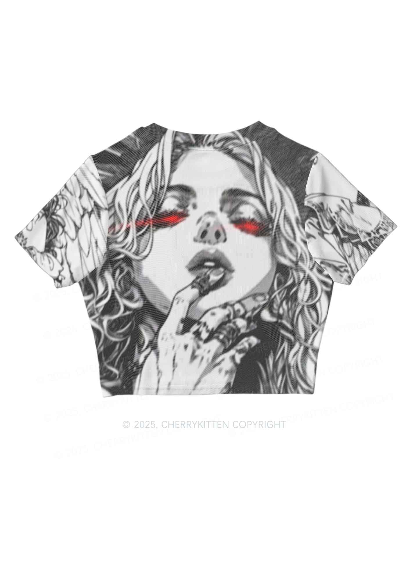 Girls Gaze Y2K Mesh Crop Top Cherrykitten - Image 4