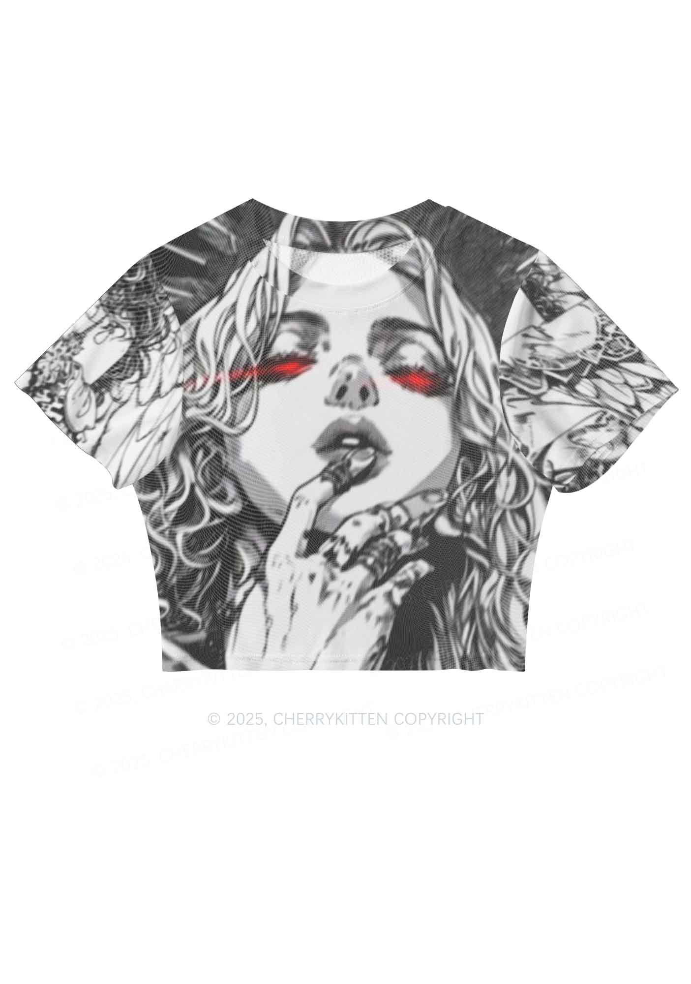 Girls Gaze Y2K Mesh Crop Top Cherrykitten - Image 6