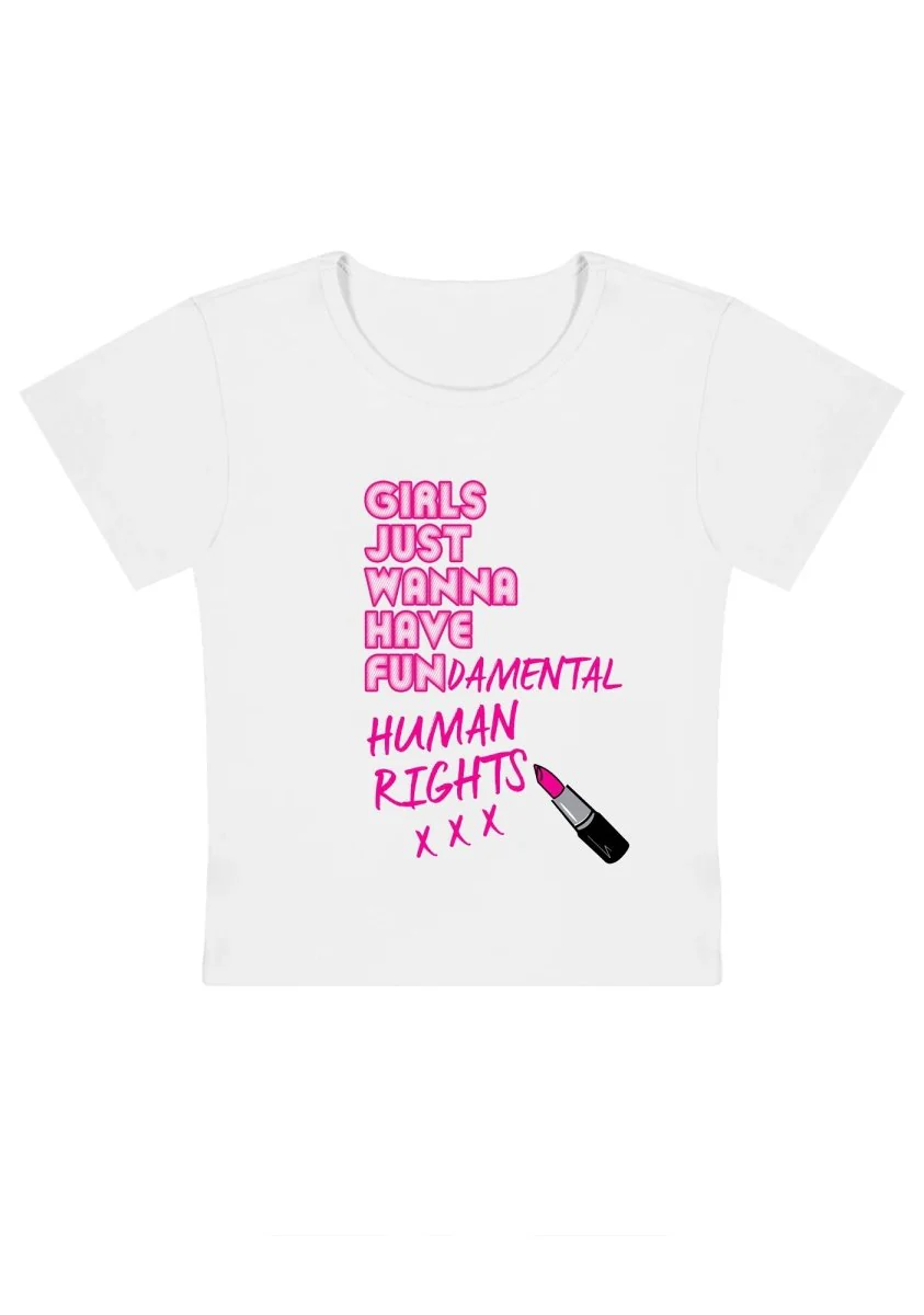 Girls Just Wanna Have Fun Y2K Baby Tee - Image 4