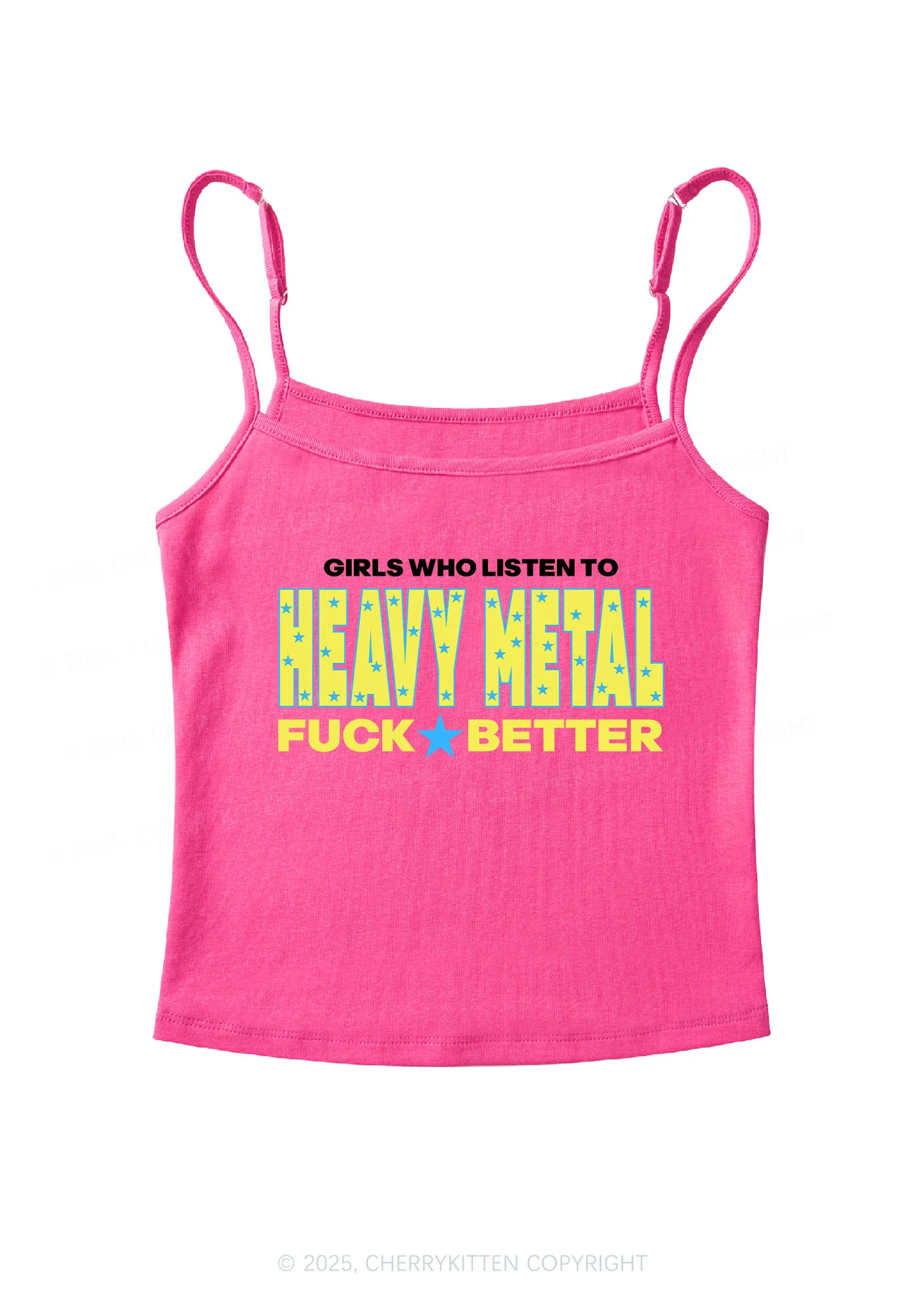 Girls Listen Heavy Metal Y2K Spaghetti Strap Cami Cherrykitten - Image 4