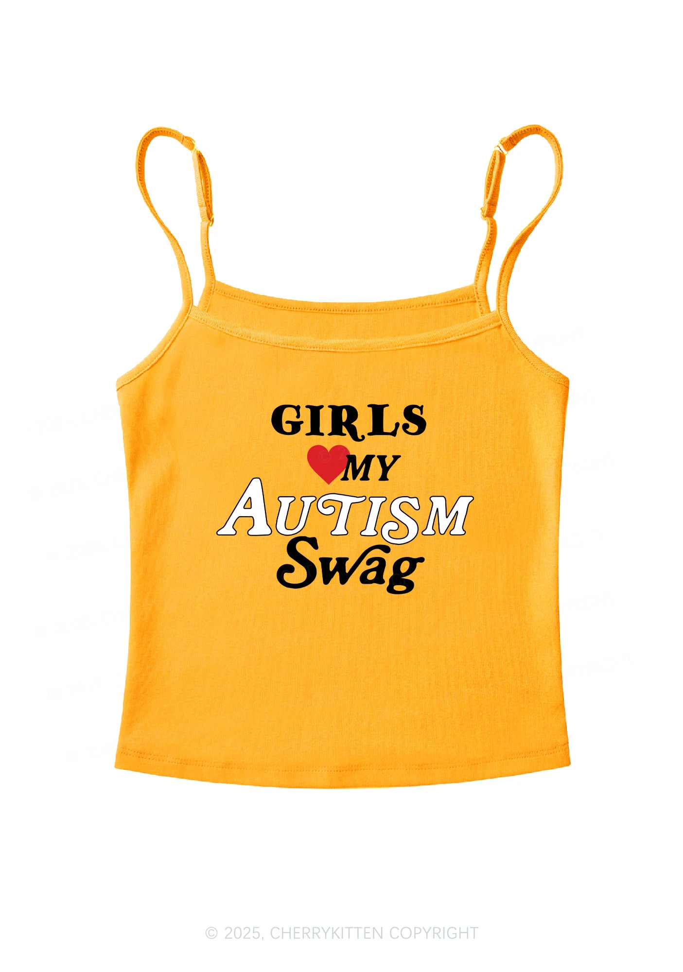Girls Love Autism Swag Y2K Spaghetti Strap Cami Cherrykitten - Image 4