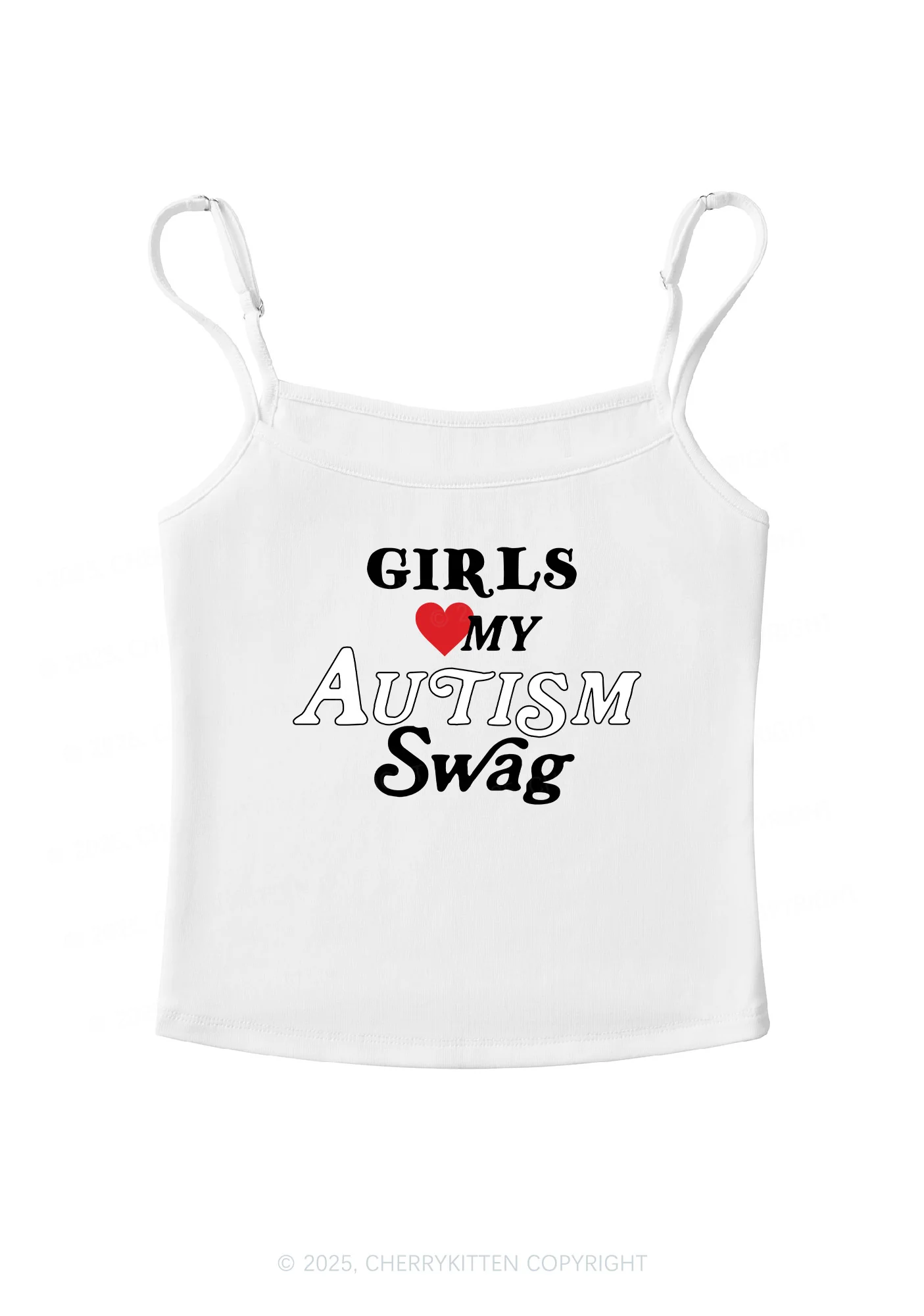 Girls Love Autism Swag Y2K Spaghetti Strap Cami Cherrykitten - Image 6