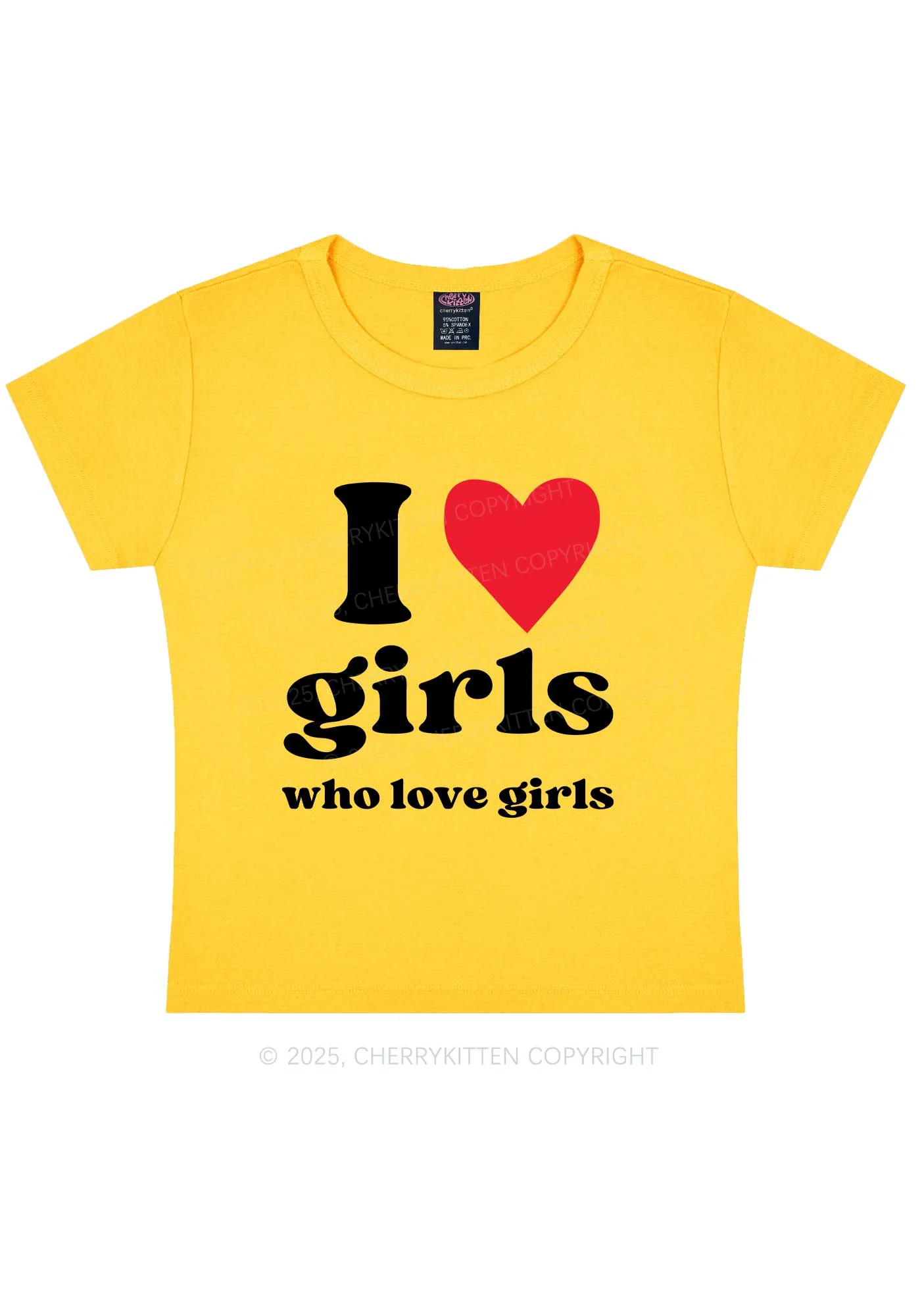 Girls Love Girls Pride Y2K Baby Tee Cherrykitten - Image 4