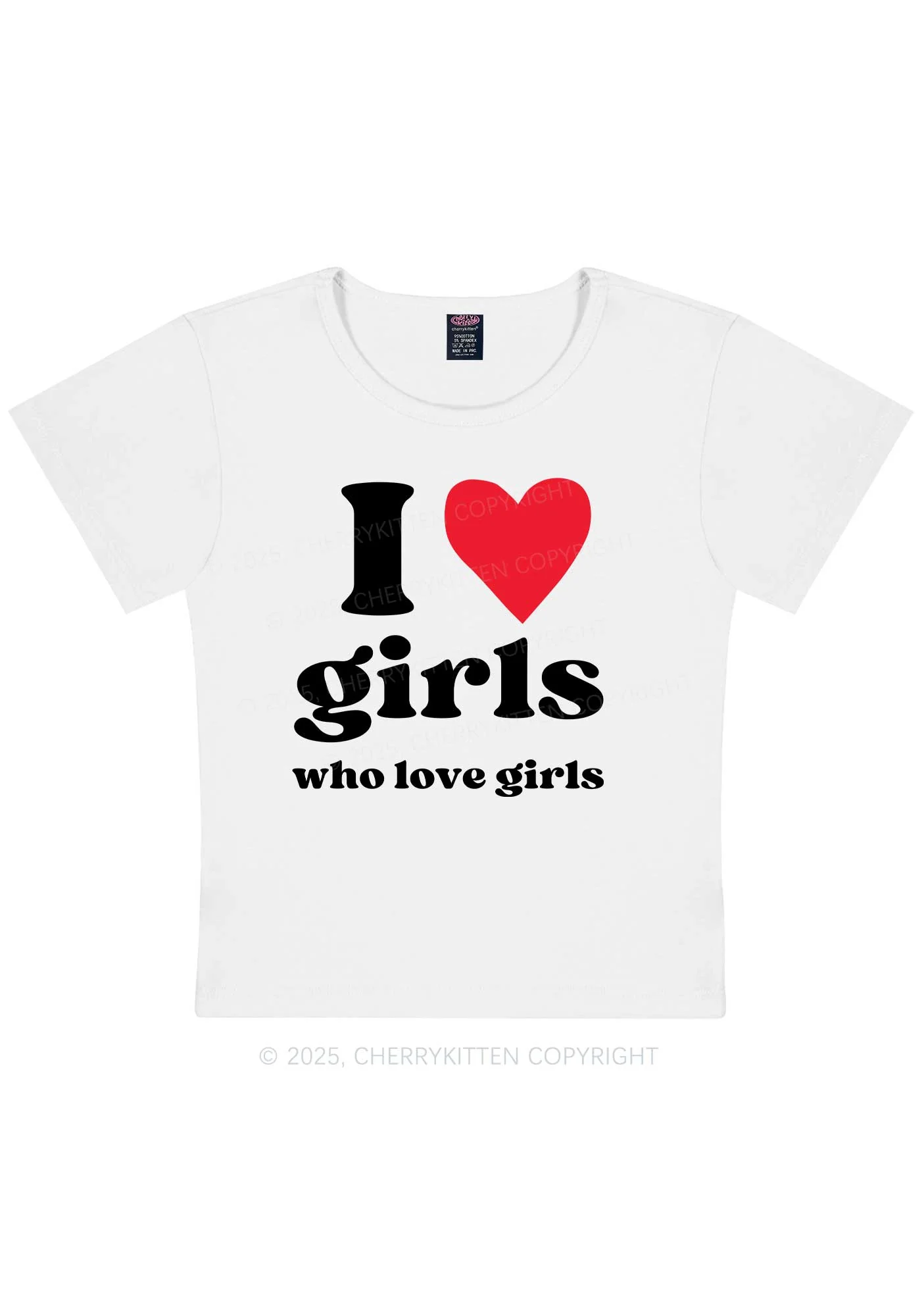 Girls Love Girls Pride Y2K Baby Tee Cherrykitten - Image 5