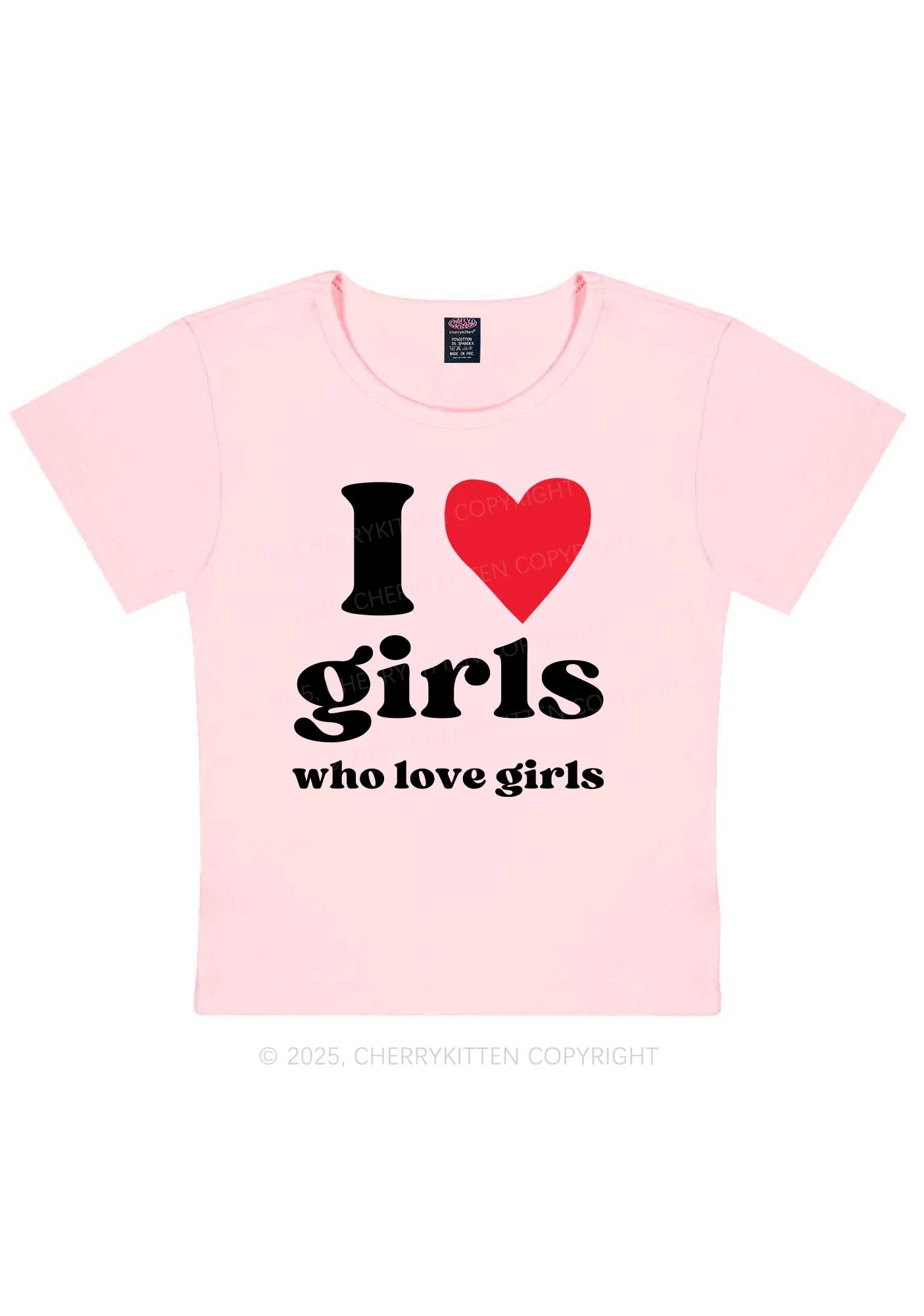 Girls Love Girls Pride Y2K Baby Tee Cherrykitten - Image 7