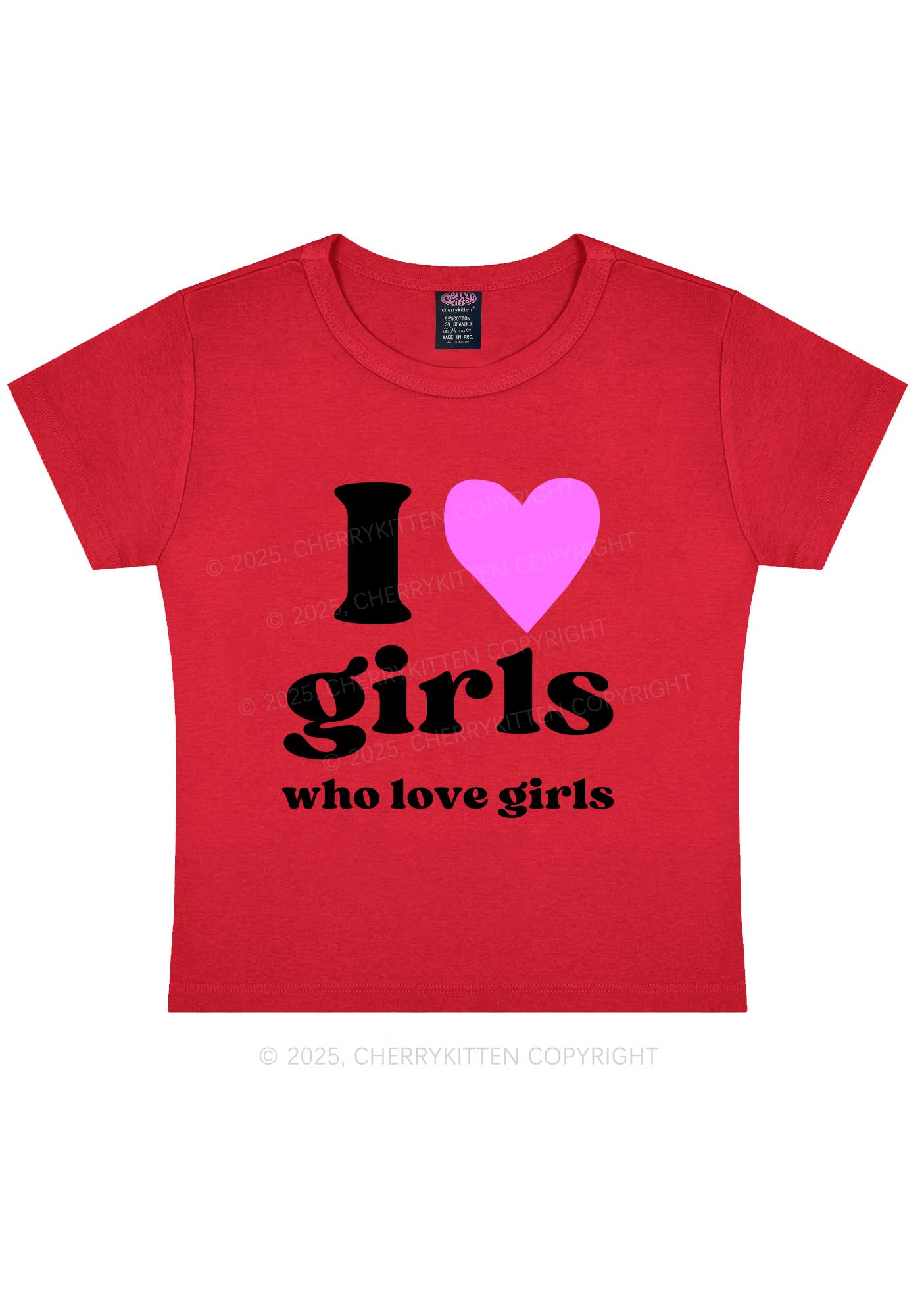 Girls Love Girls Pride Y2K Baby Tee Cherrykitten - Image 8