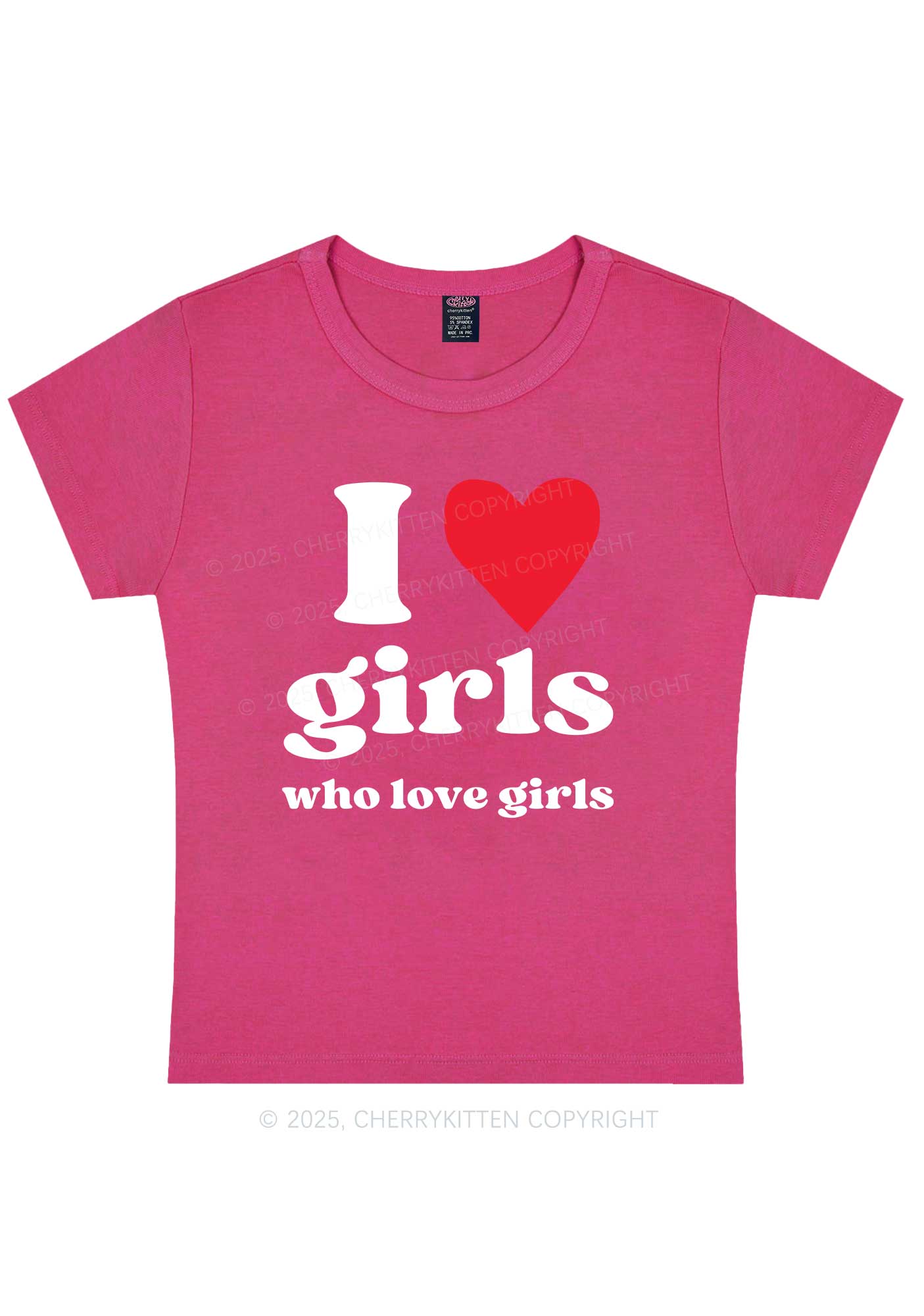 Girls Love Girls Pride Y2K Baby Tee Cherrykitten - Image 9