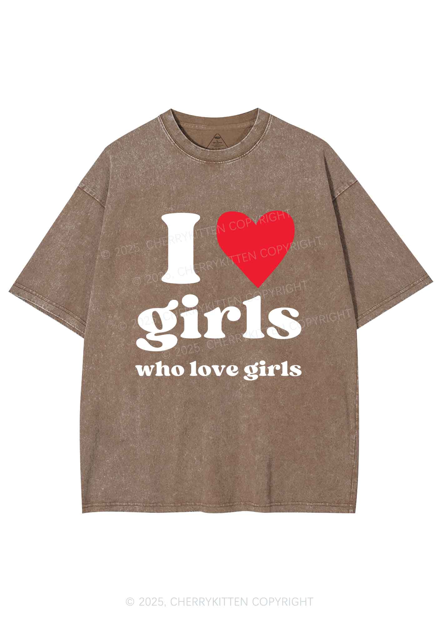 Girls Love Girls Pride Y2K Shirts Washed Tee Cherrykitten - Image 6