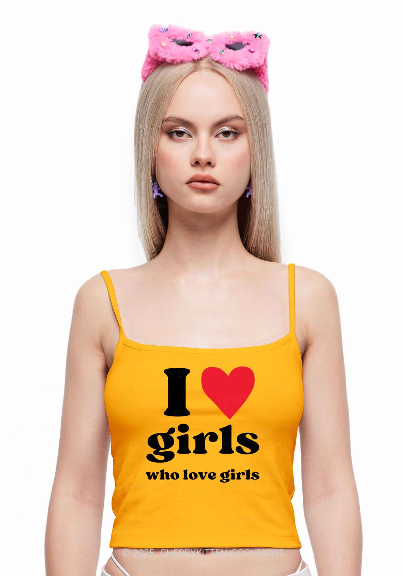 Girls Love Girls Pride Y2K Spaghetti Strap Cami Cherrykitten - Image 2