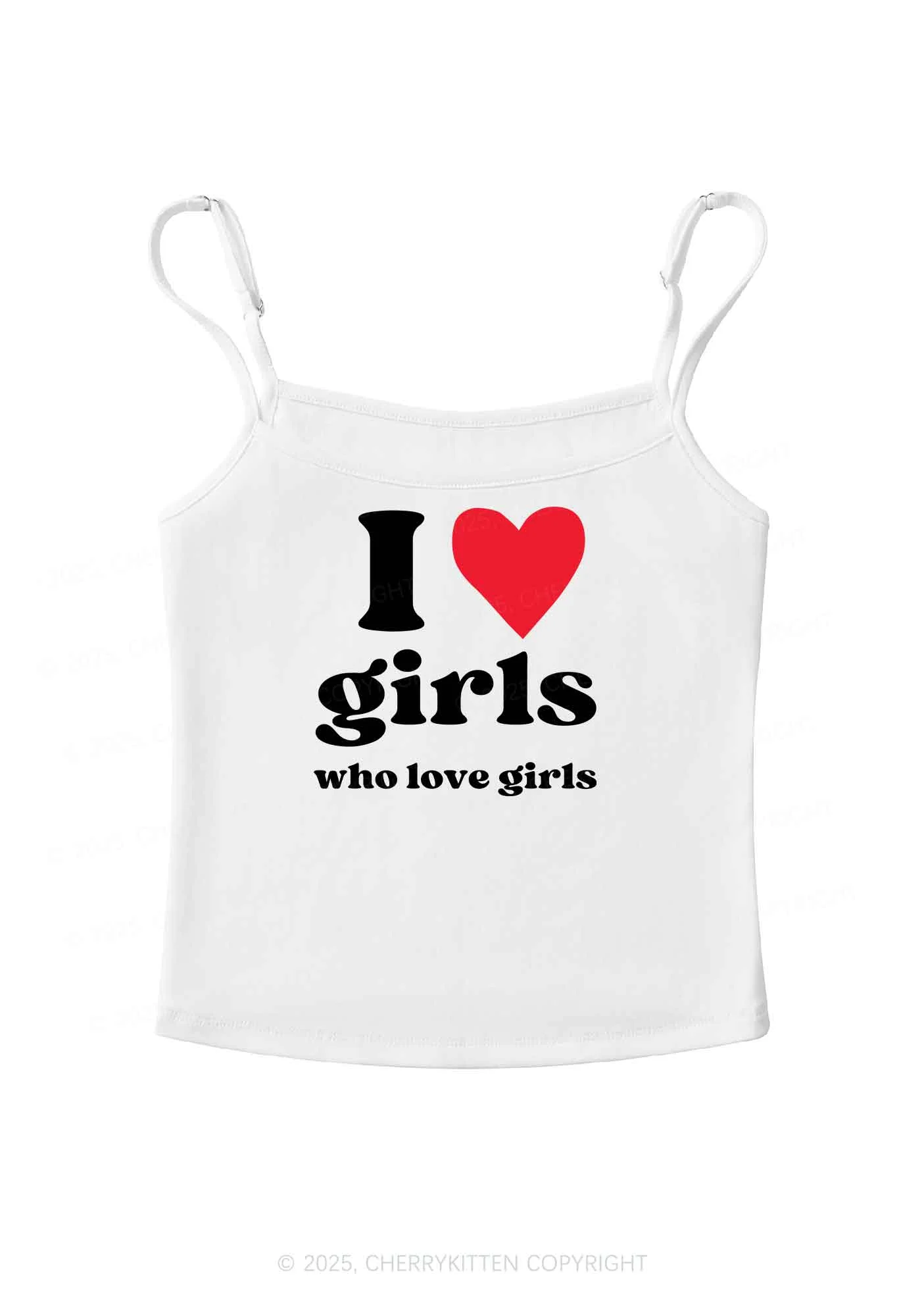 Girls Love Girls Pride Y2K Spaghetti Strap Cami Cherrykitten - Image 4