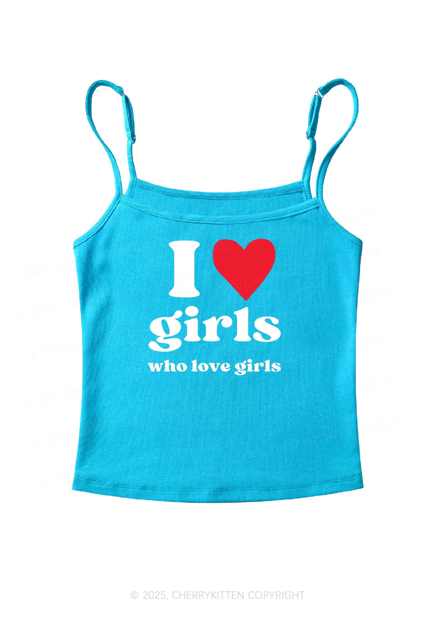 Girls Love Girls Pride Y2K Spaghetti Strap Cami Cherrykitten - Image 5