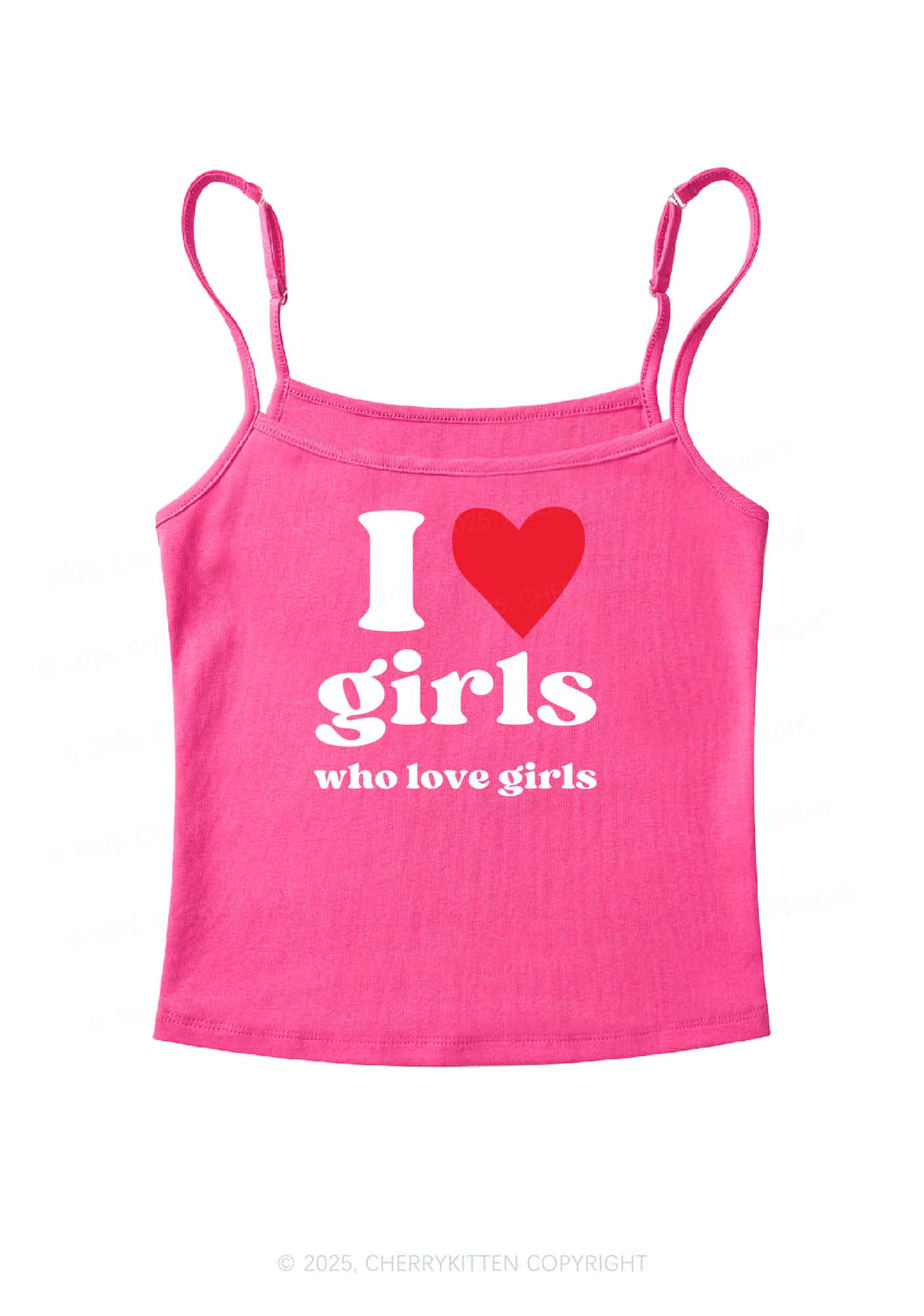 Girls Love Girls Pride Y2K Spaghetti Strap Cami Cherrykitten - Image 7