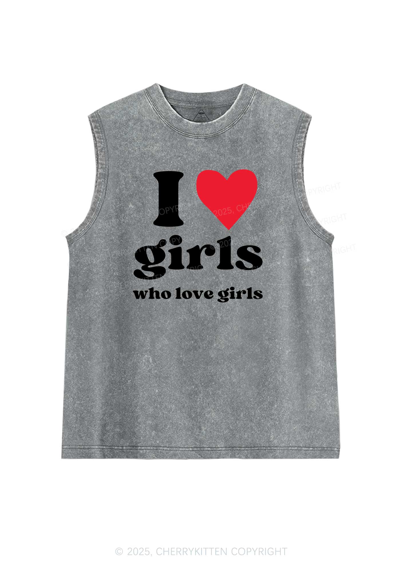 Girls Love Girls Pride Y2K Washed Muscle Tank Cherrykitten - Image 7