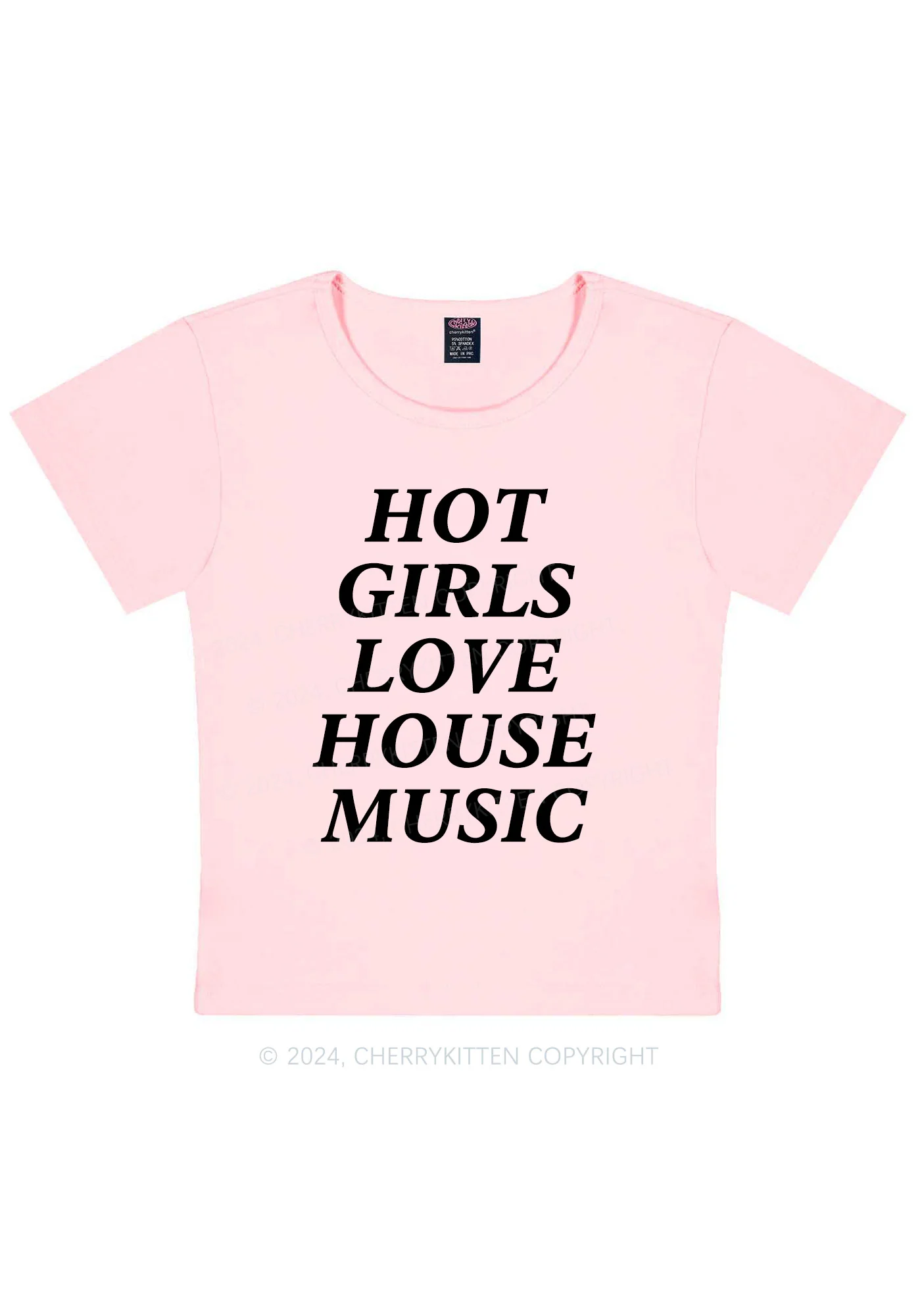 Girls Love House Music Y2K Baby Tee Cherrykitten - Image 11