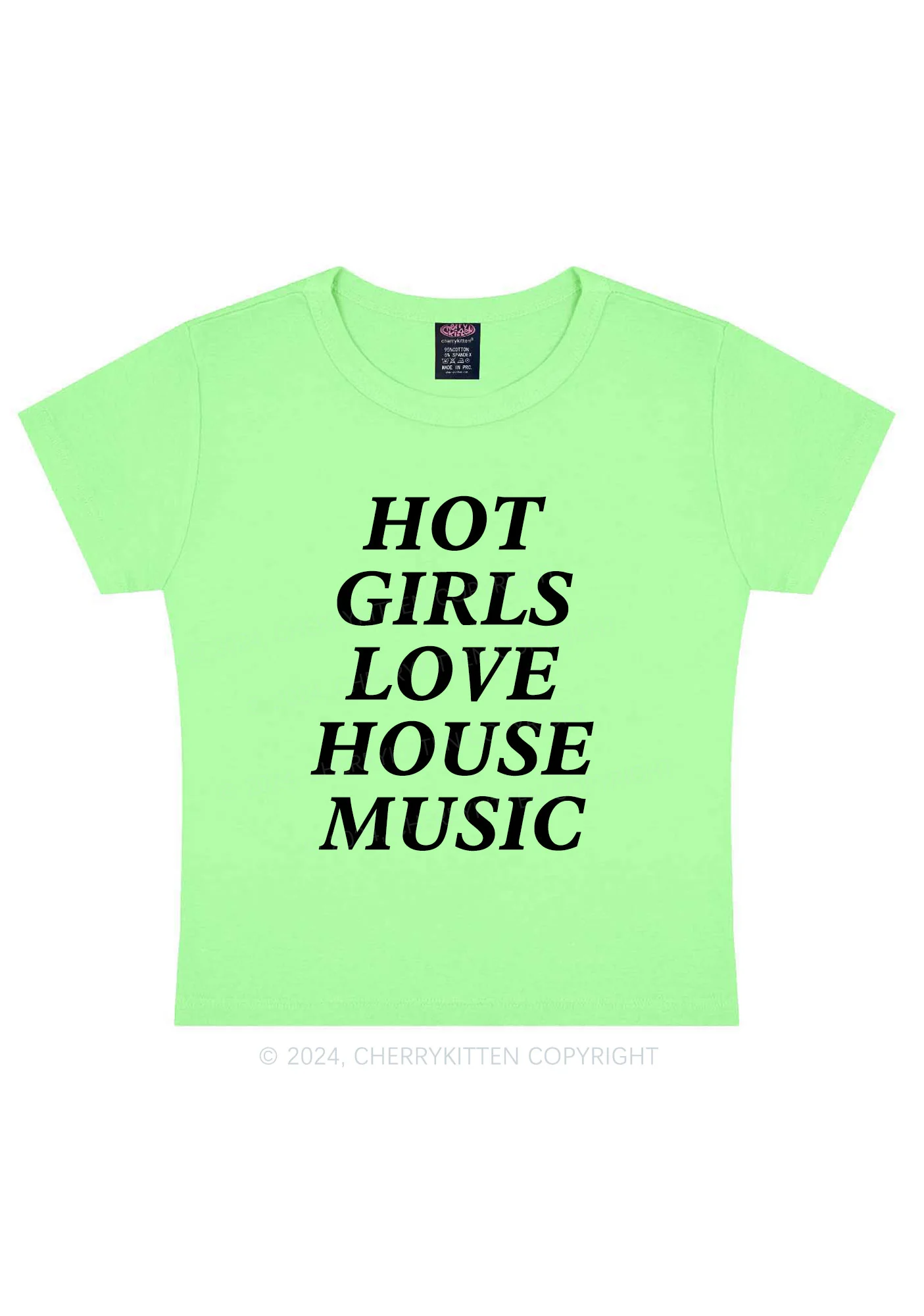 Girls Love House Music Y2K Baby Tee Cherrykitten - Image 12