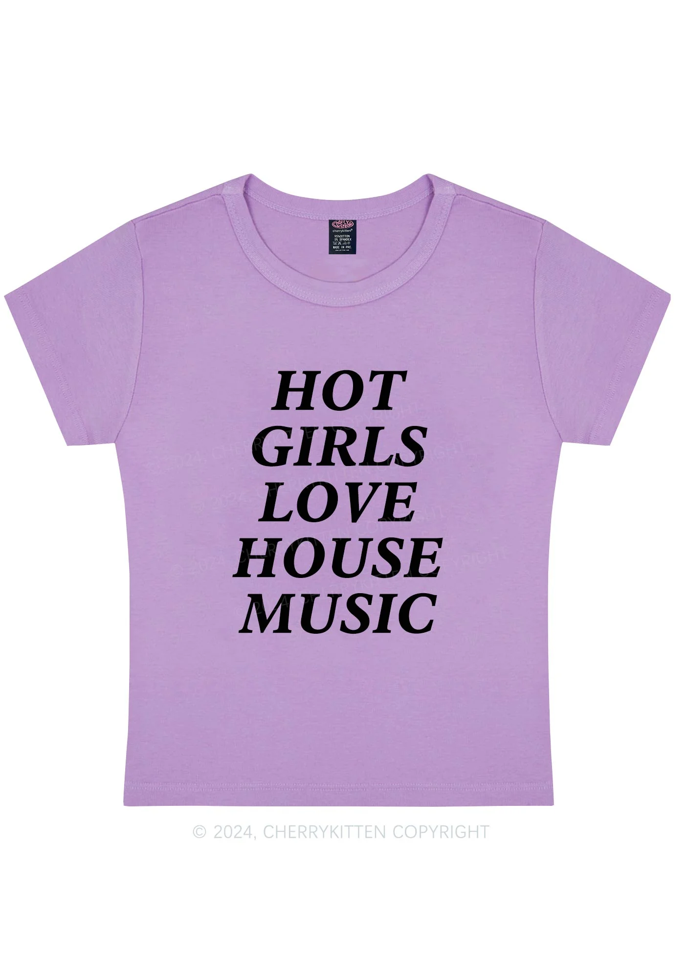 Girls Love House Music Y2K Baby Tee Cherrykitten - Image 7