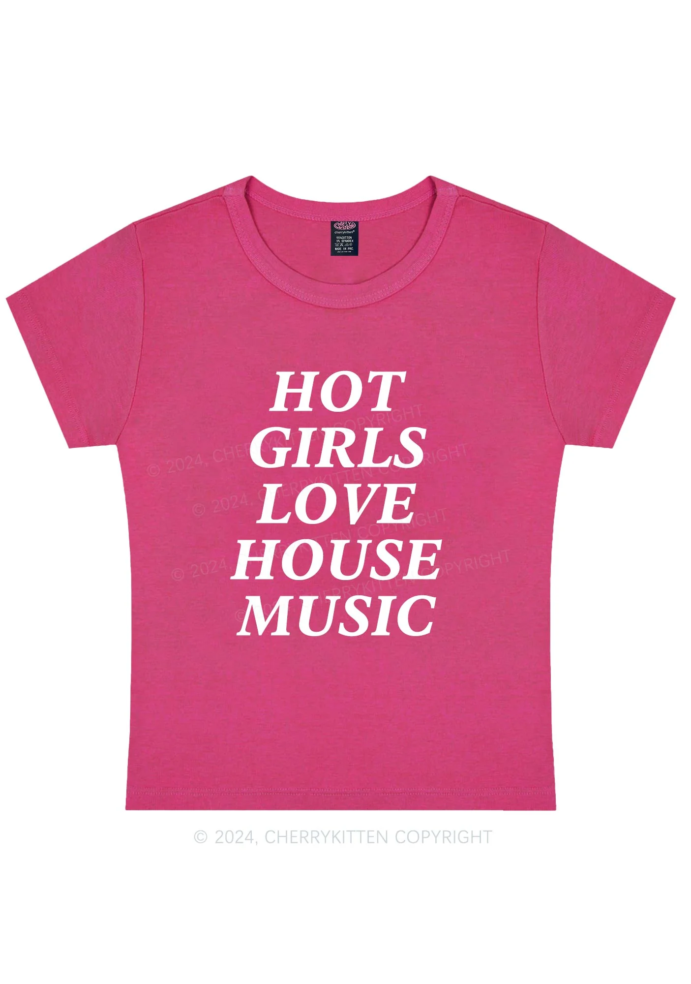 Girls Love House Music Y2K Baby Tee Cherrykitten - Image 8