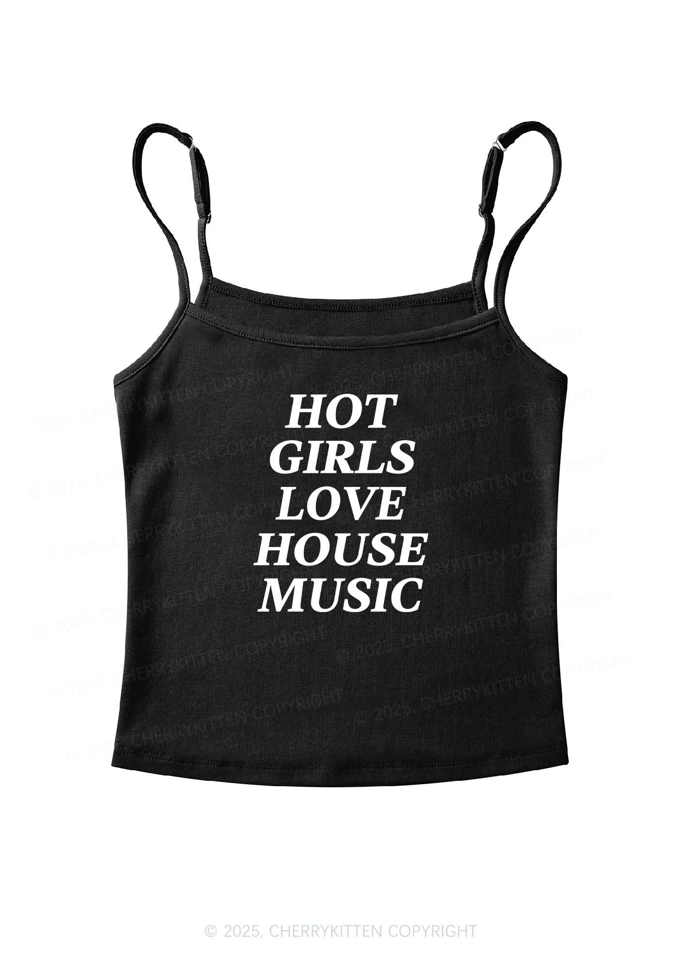 Girls Love House Music Y2K Spaghetti Strap Cami Cherrykitten - Image 3