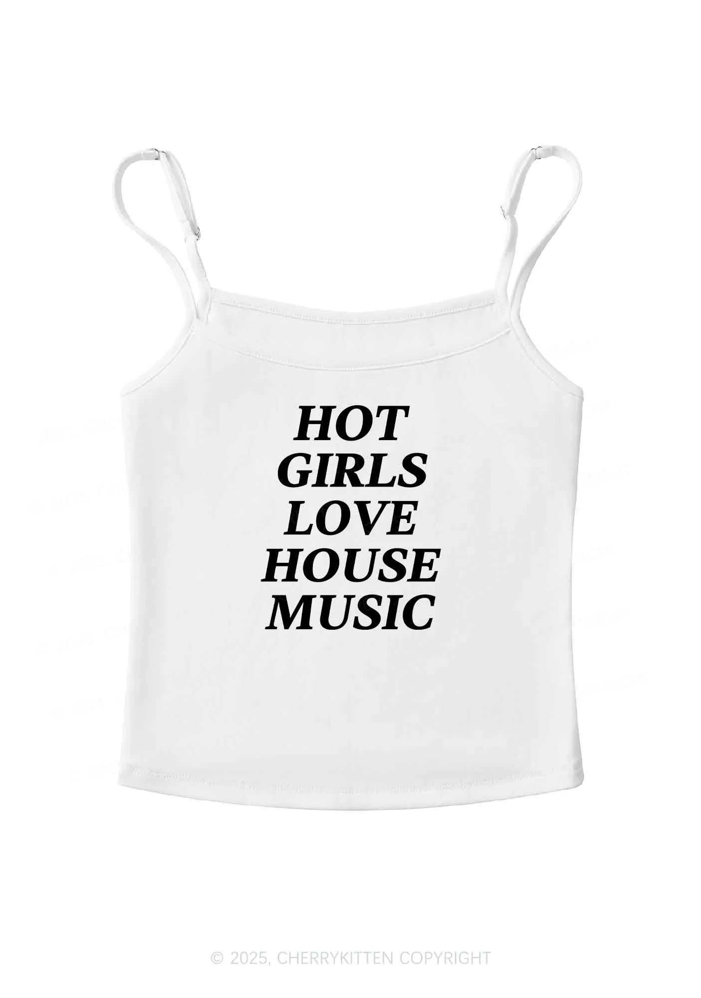 Girls Love House Music Y2K Spaghetti Strap Cami Cherrykitten - Image 4
