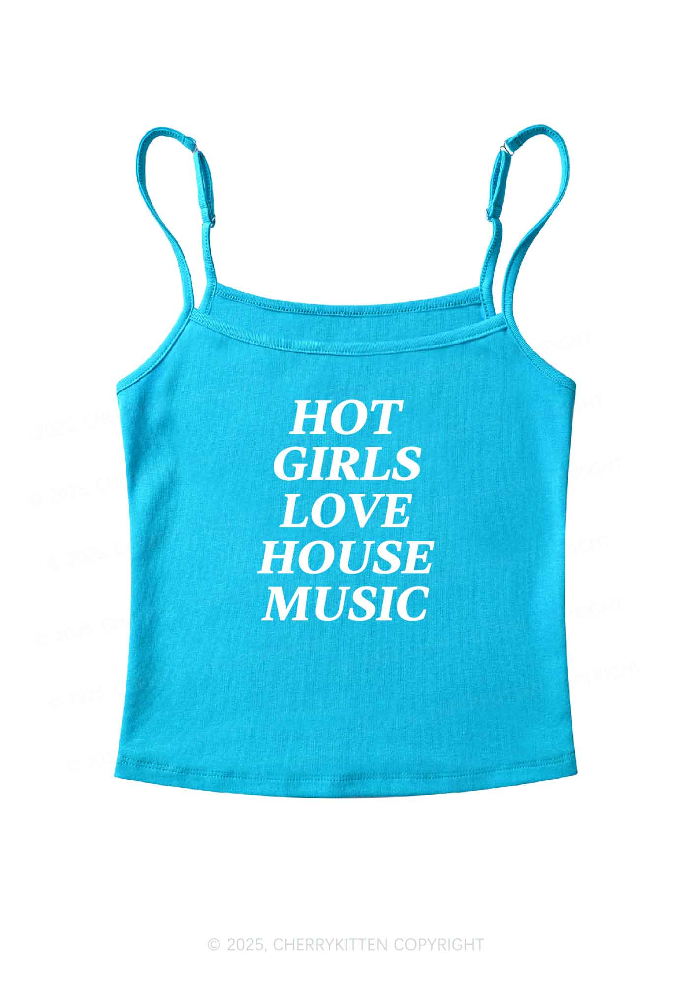 Girls Love House Music Y2K Spaghetti Strap Cami Cherrykitten - Image 6