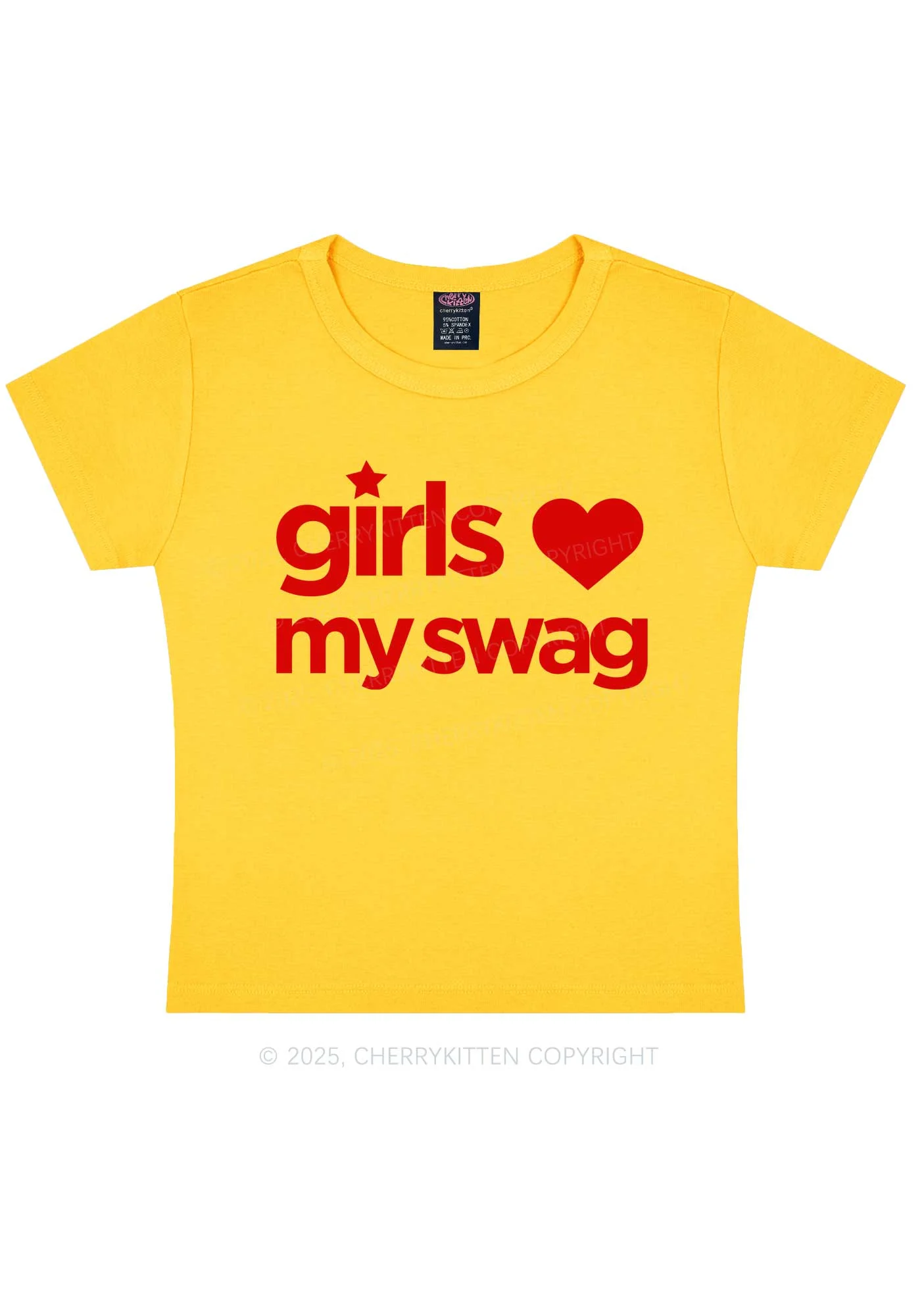 Girls Love My Swag Pride Y2K Baby Tee Cherrykitten - Image 4
