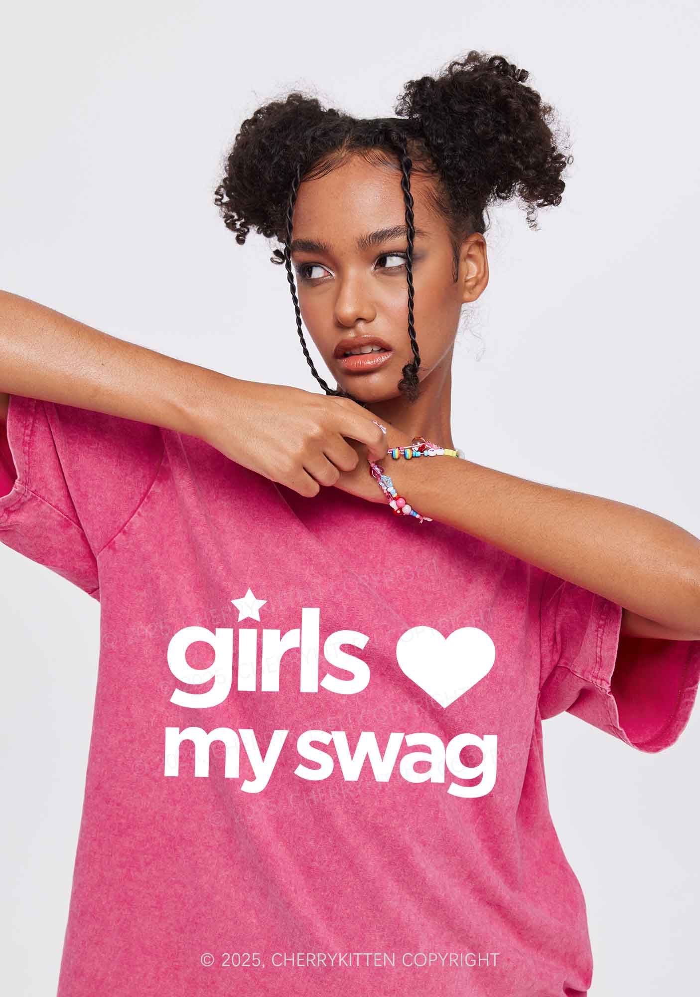 Girls Love My Swag Pride Y2K Shirts Washed Tee Cherrykitten - Image 2