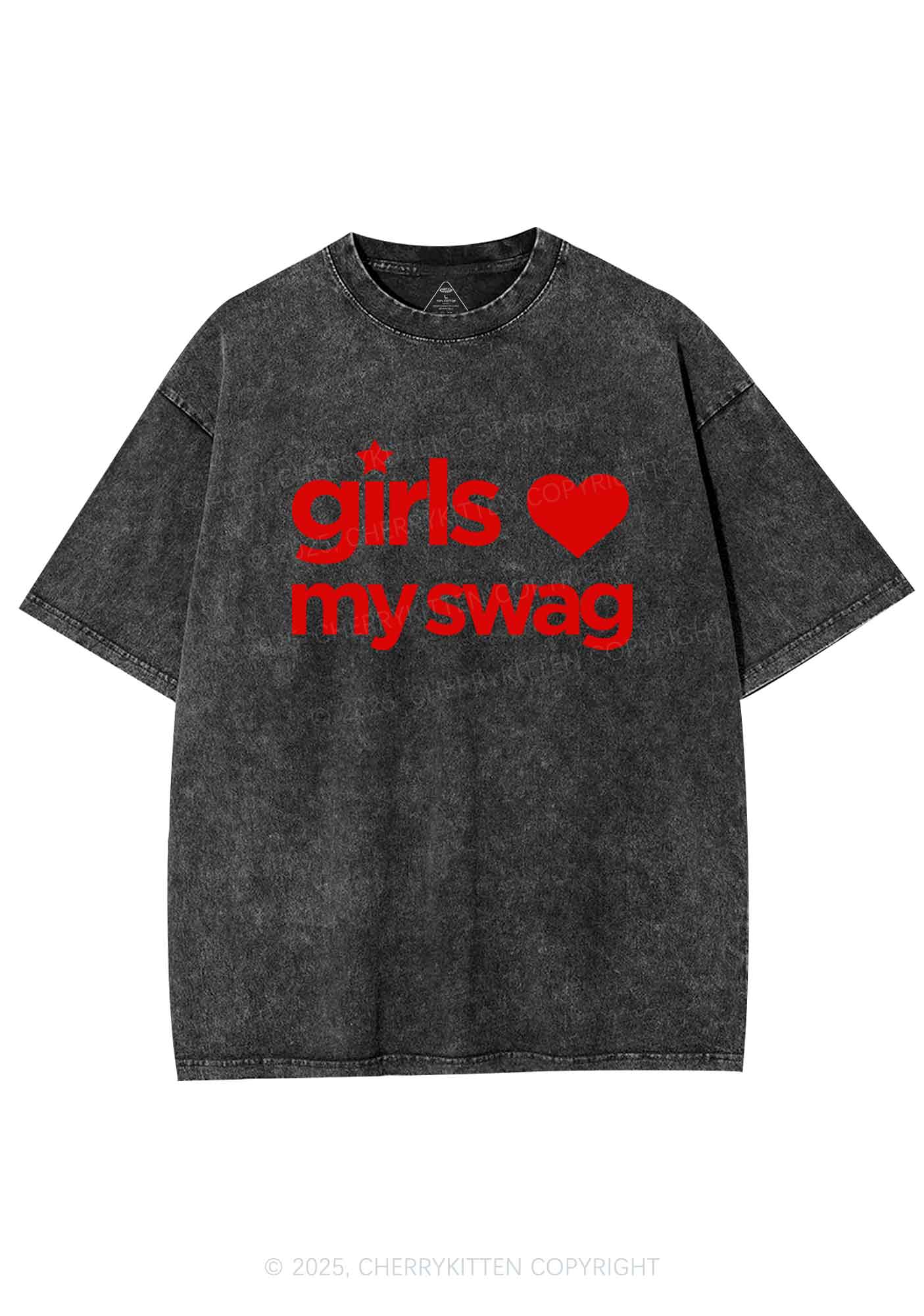 Girls Love My Swag Pride Y2K Shirts Washed Tee Cherrykitten - Image 3