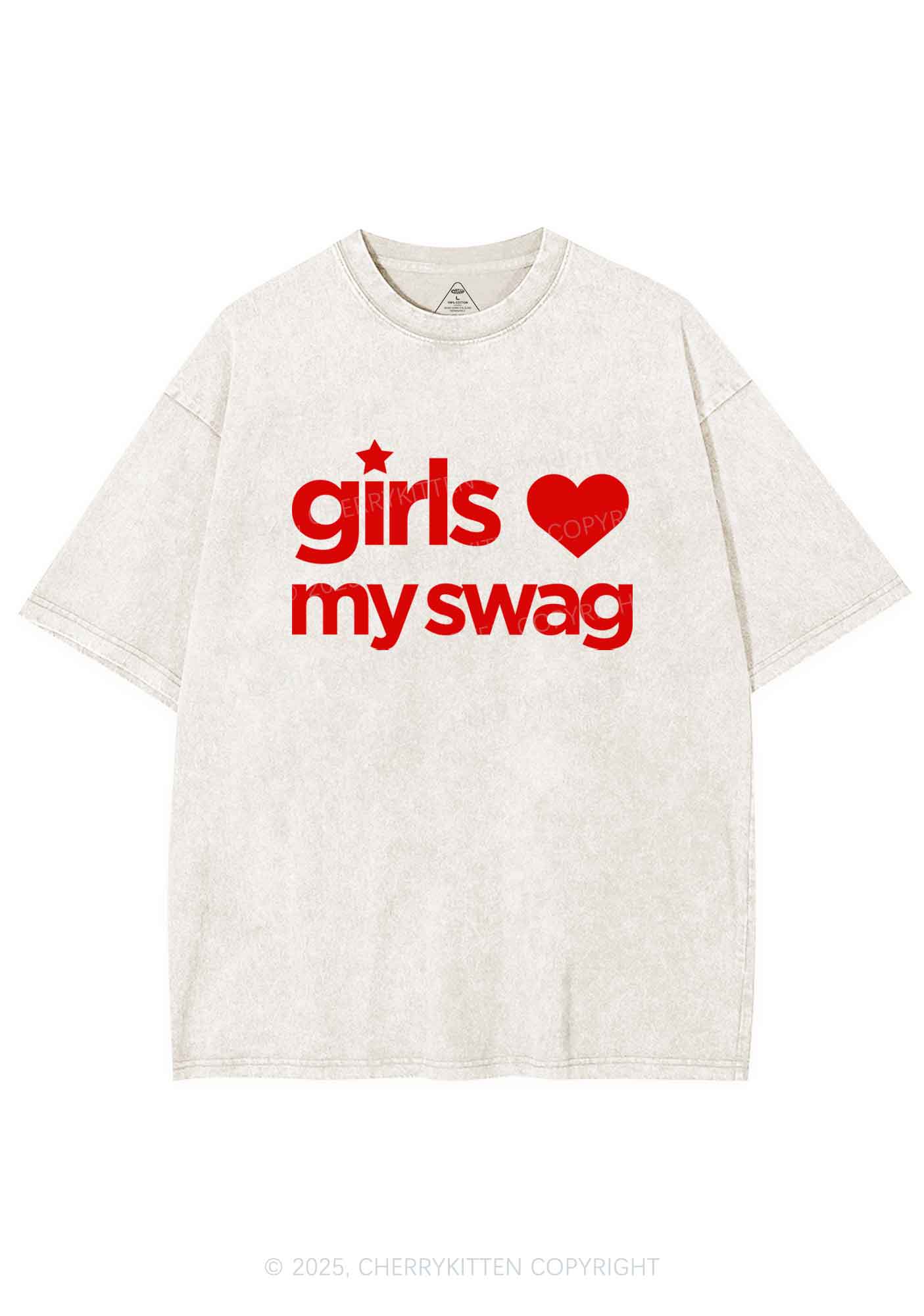 Girls Love My Swag Pride Y2K Shirts Washed Tee Cherrykitten - Image 4