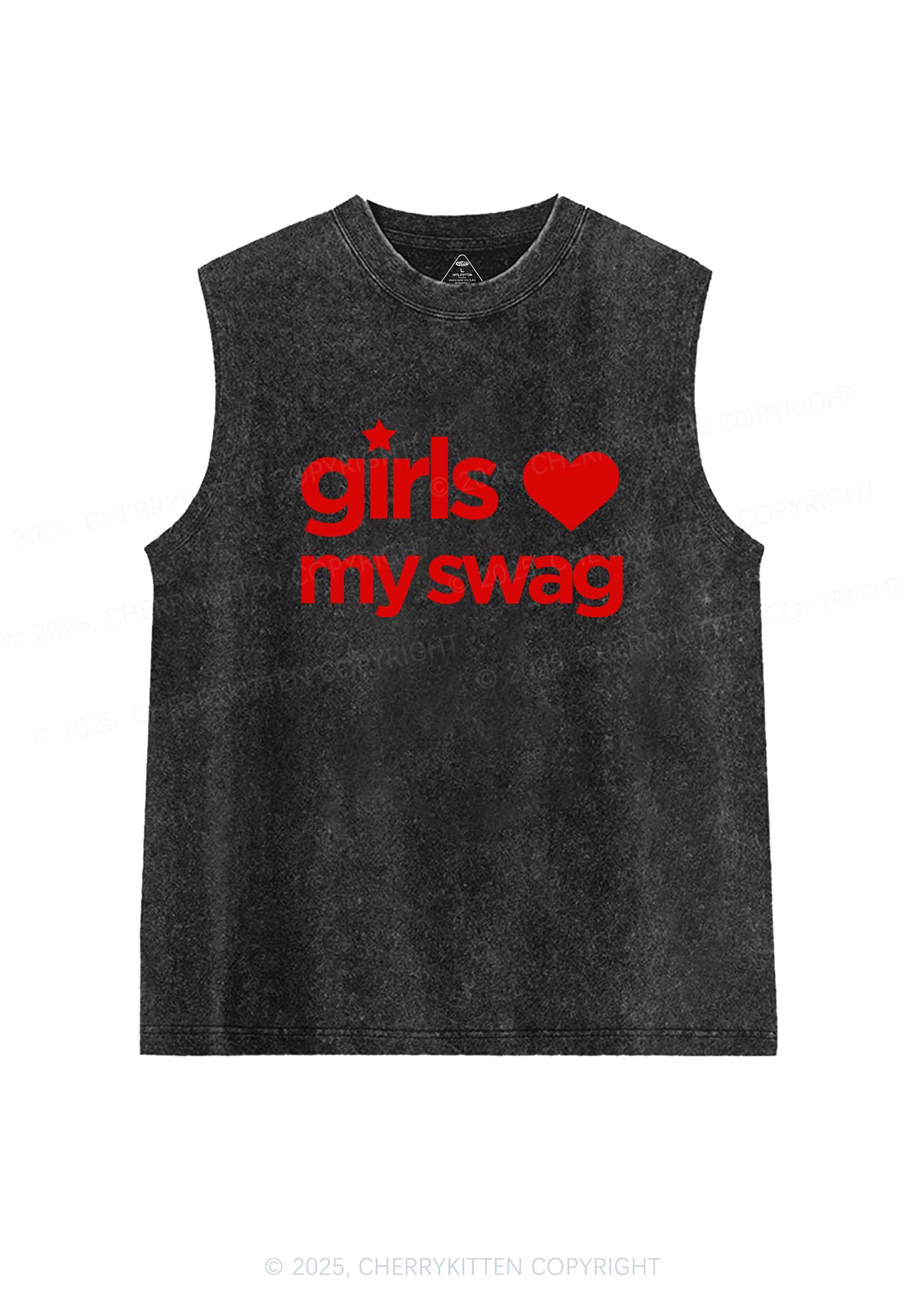 Girls Love My Swag Pride Y2K Washed Muscle Tank Cherrykitten - Image 3