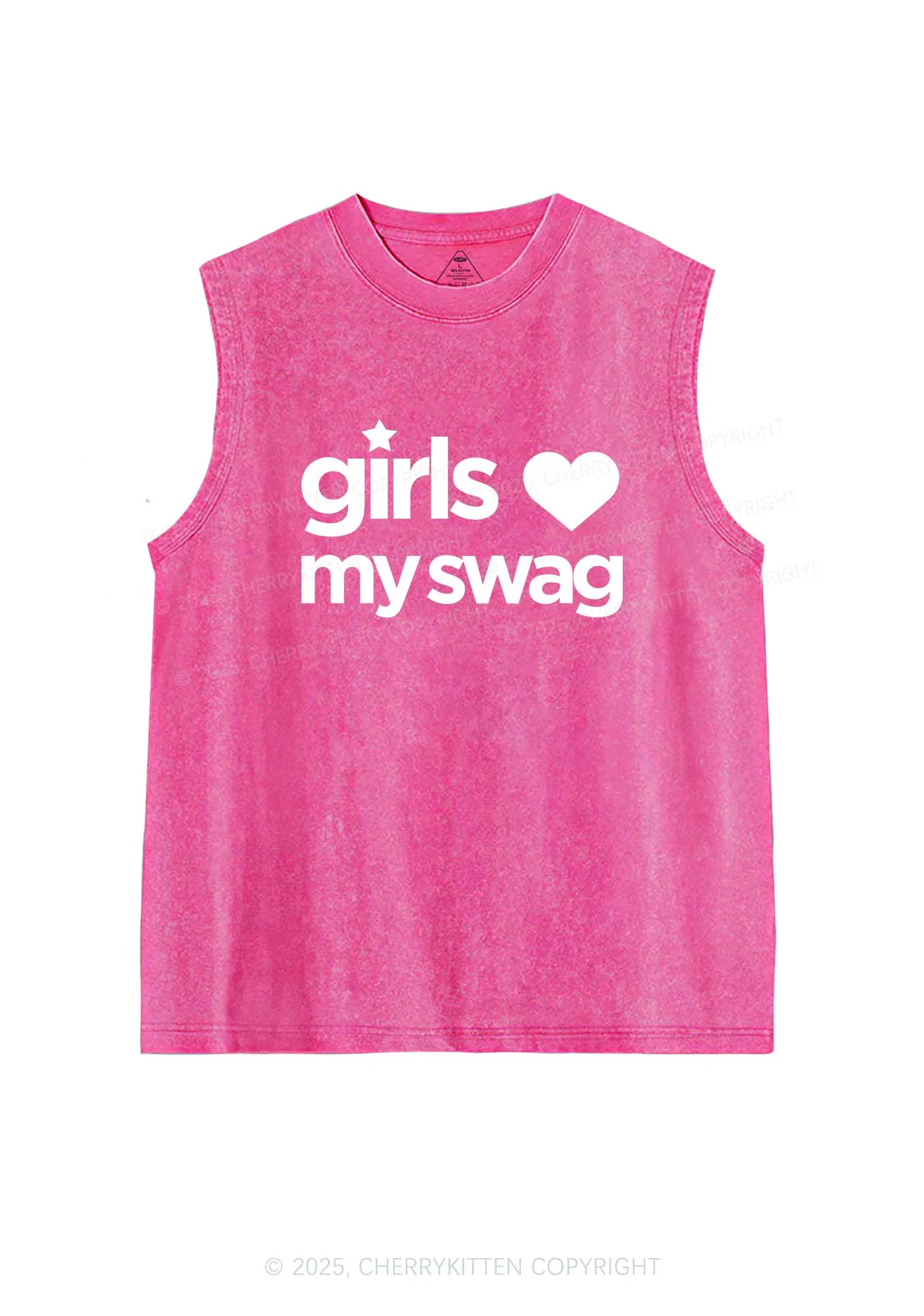 Girls Love My Swag Pride Y2K Washed Muscle Tank Cherrykitten - Image 4