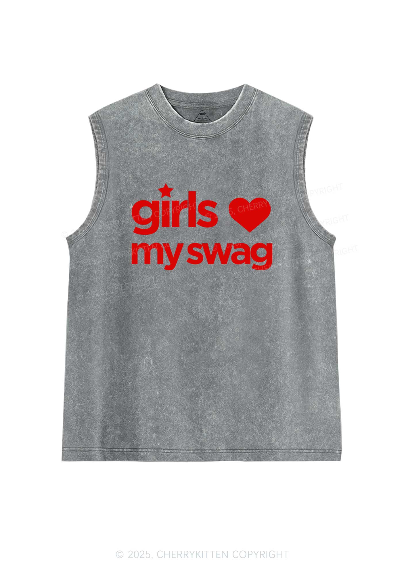 Girls Love My Swag Pride Y2K Washed Muscle Tank Cherrykitten - Image 7